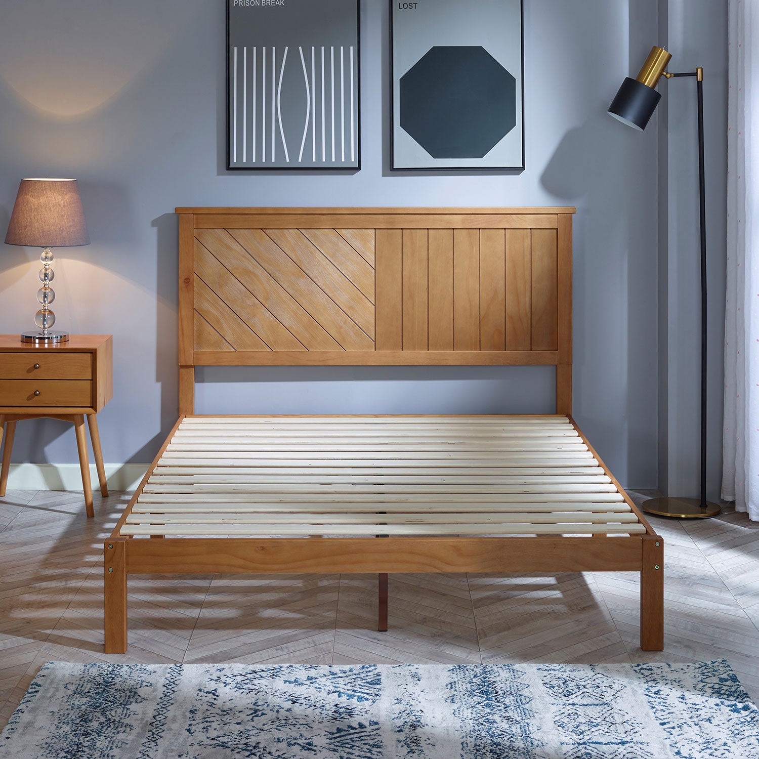 MUSEHOMEINC 12 Inch Solid Wood Platform Bed Frame with Wooden Slats, Queen - Smart-nests