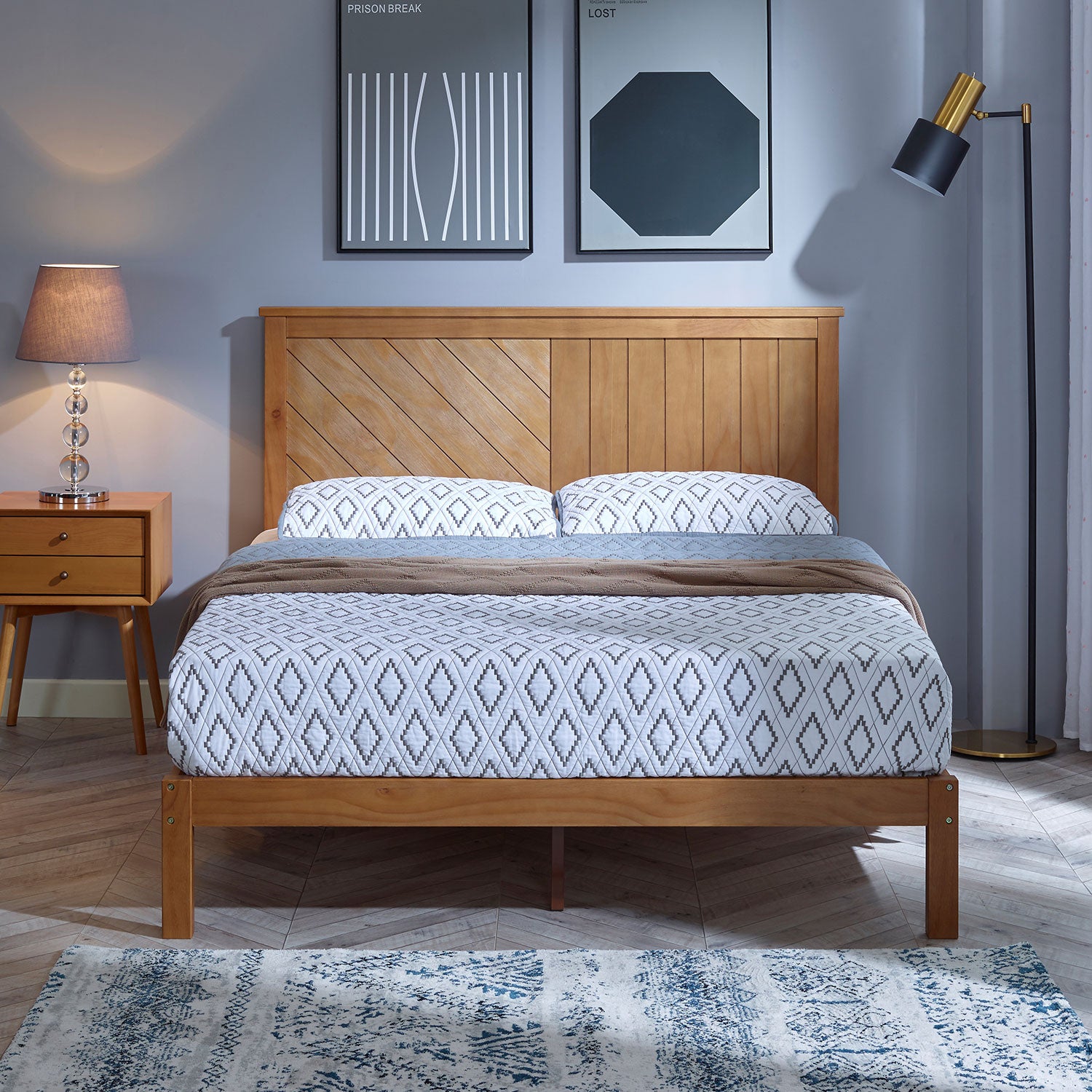 MUSEHOMEINC 12 Inch Solid Wood Platform Bed Frame with Wooden Slats, Queen - Smart-nests