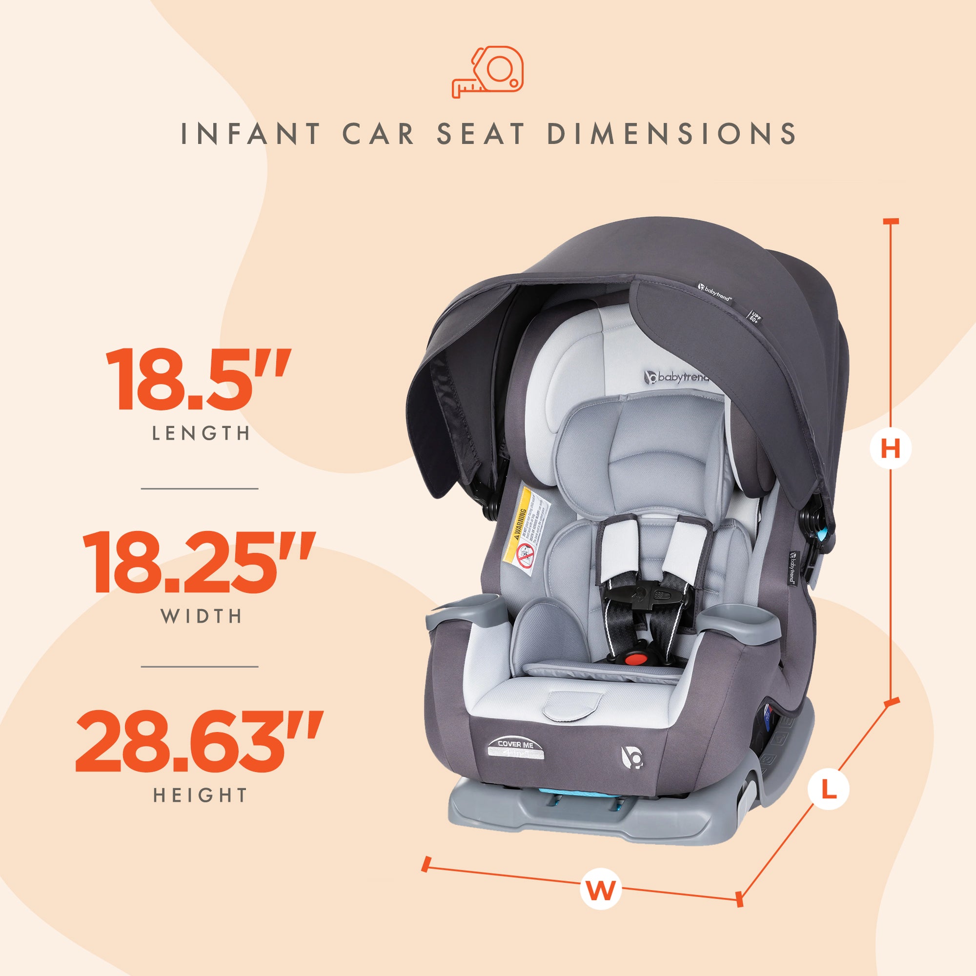 Baby Trend Cover Me 4 in 1 Convertible Car Seat with Adjustable Canopy, Stormy - Smart-nests