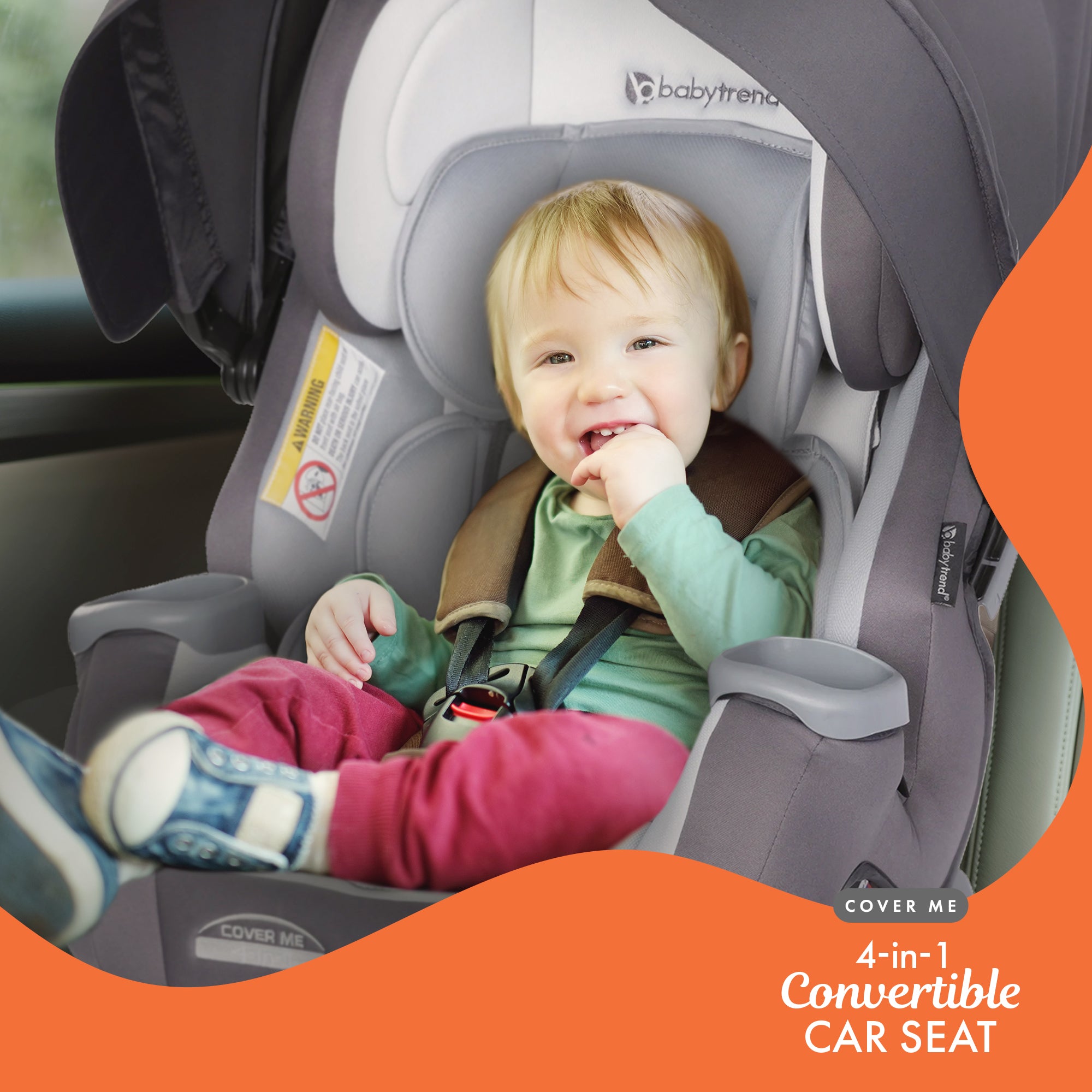 Baby Trend Cover Me 4 in 1 Convertible Car Seat with Adjustable Canopy, Stormy - Smart-nests