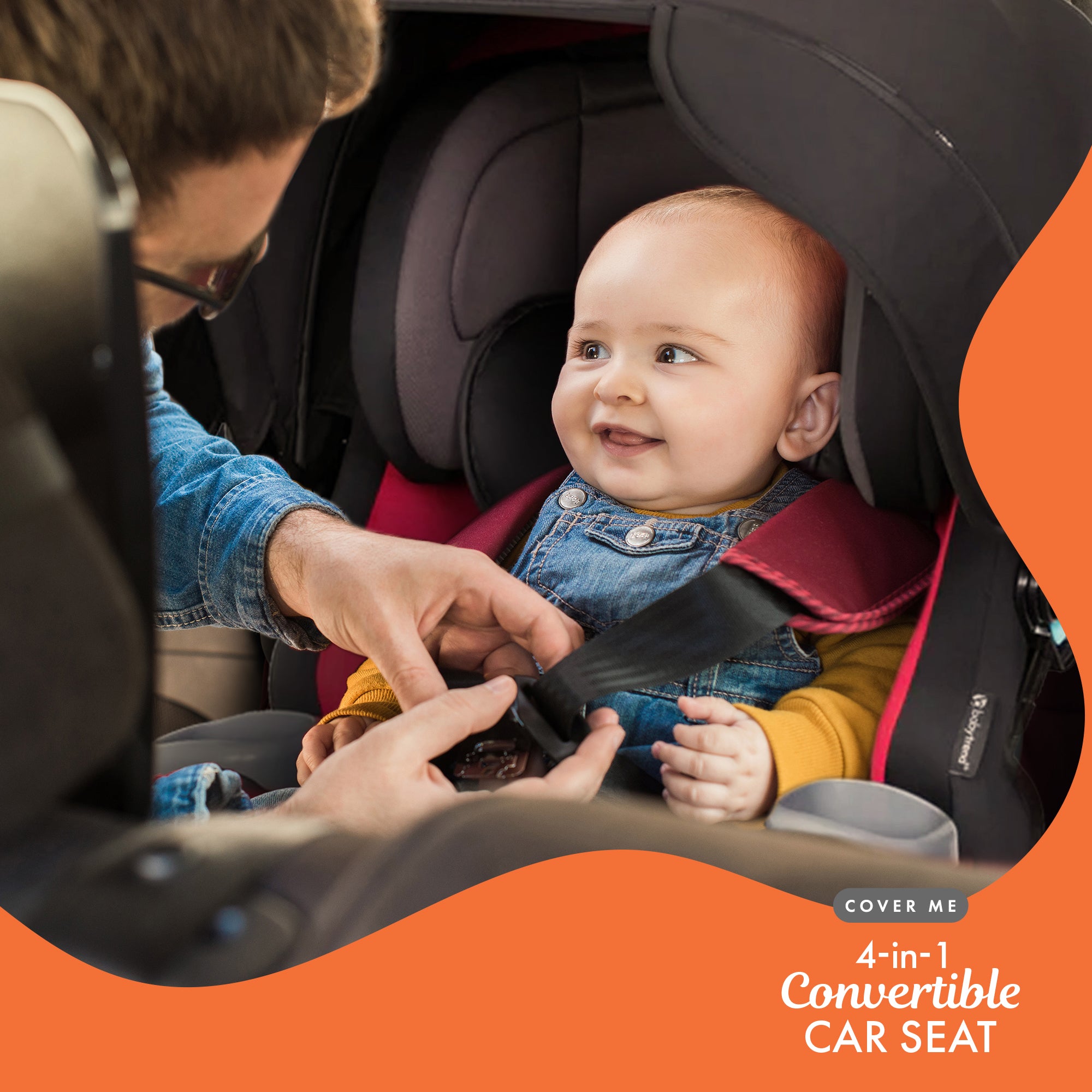 Baby Trend Cover Me 4 in 1 Convertible Car Seat with Adjustable Canopy, Stormy - Smart-nests