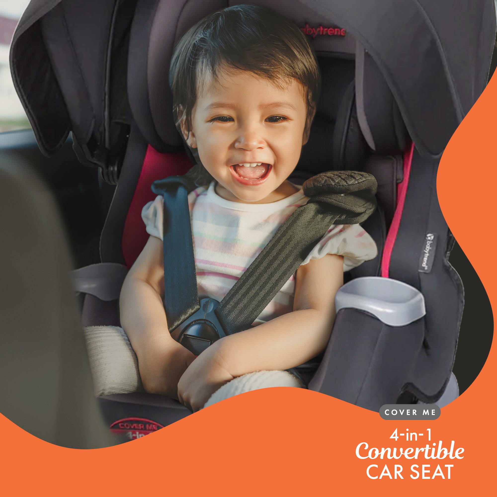 Baby Trend Cover Me 4 in 1 Convertible Car Seat w/ Canopy, Scooter (Black/Red) - Smart-nests