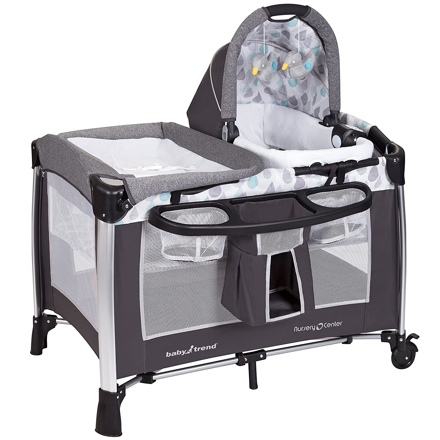 Baby Trend GoLite ELX Portable Deluxe Infant Play Nursery Center, Drip Drop Blue - Smart-nests