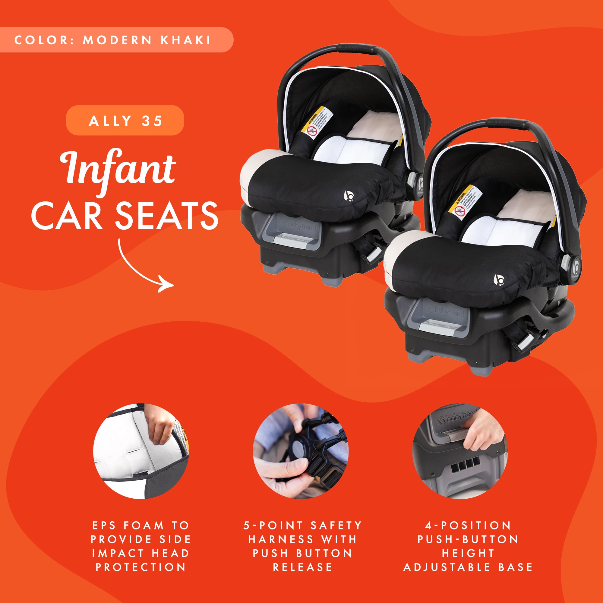 Baby Trend Ally Newborn Baby Infant Car Seat Travel System Cover, 2 Pack, Khaki - Smart-nests