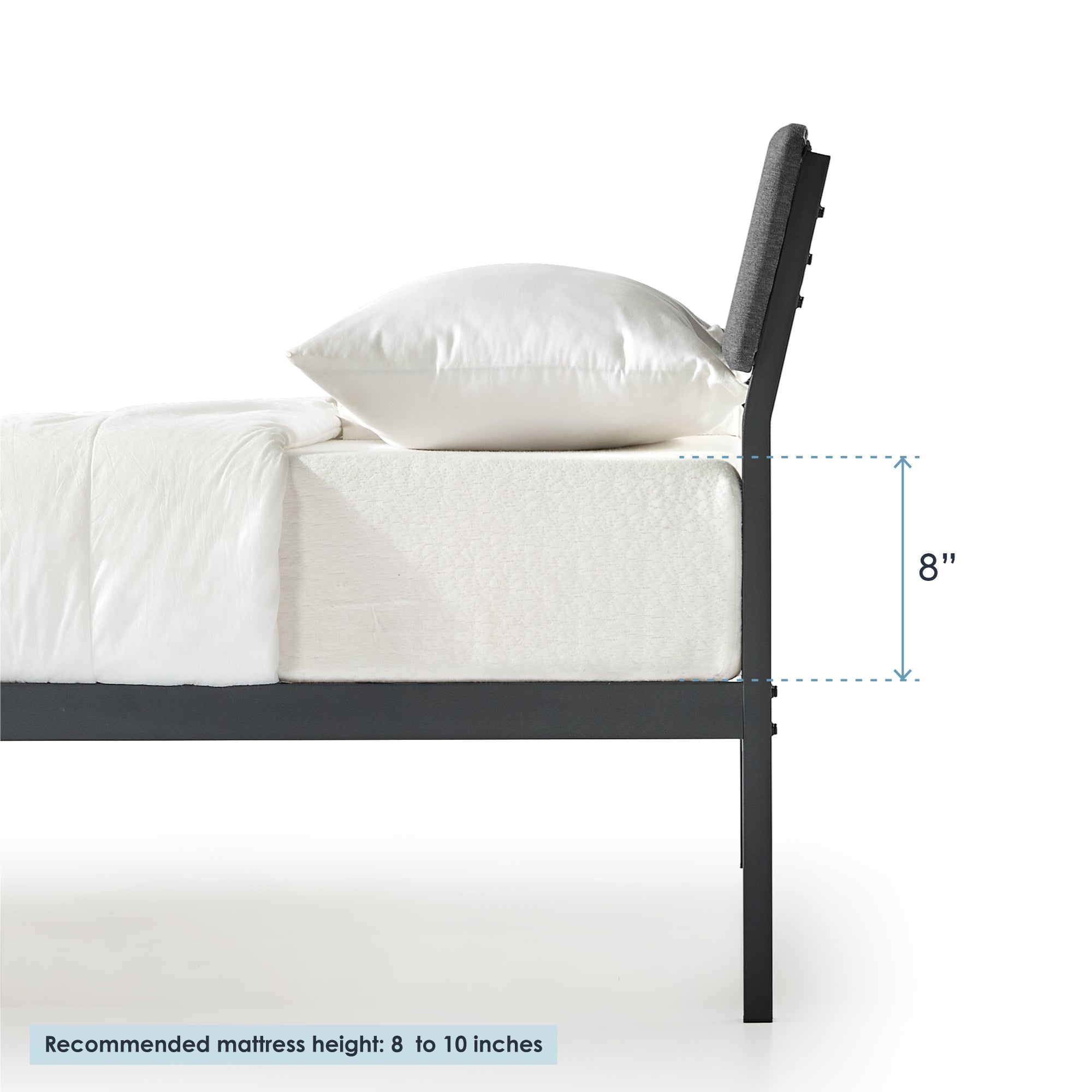 Mellow KERA Metal and Wood Platform Bed Frame with Angled Headboard, King, Black - Smart-nests
