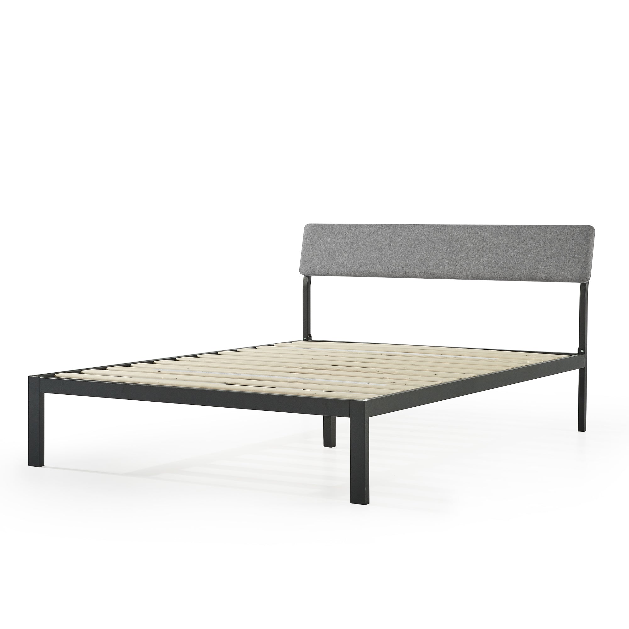 Mellow KERA Metal and Wood Platform Bed Frame with Angled Headboard, King, Black - Smart-nests