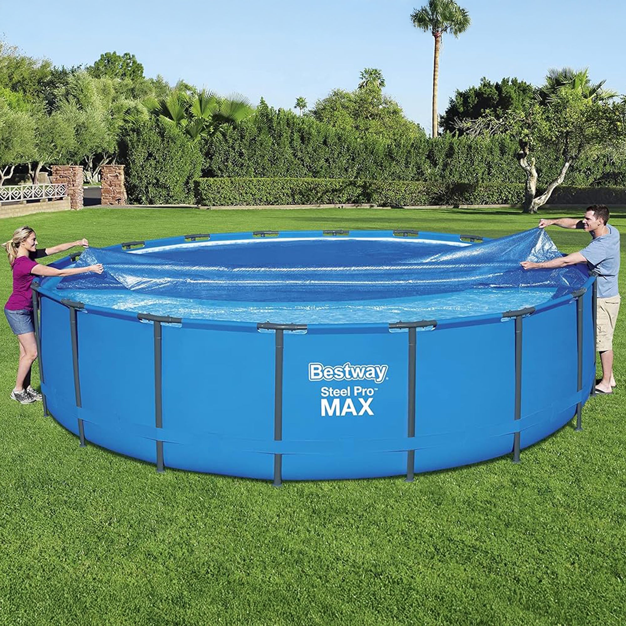 Bestway Flowclear 18' Round Solar Pool Cover for Above Ground Pools (Cover Only) - Smart-nests