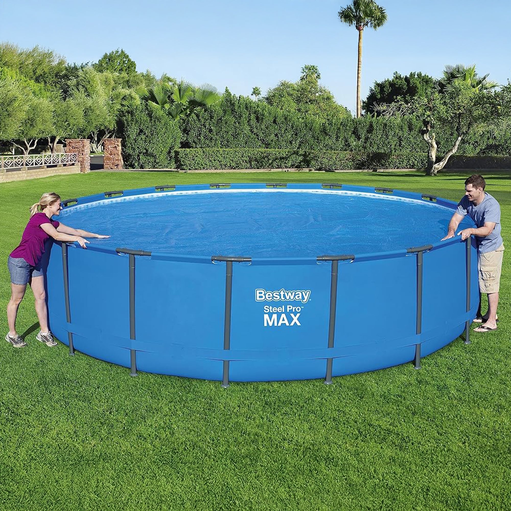 Bestway Flowclear 18' Round Solar Pool Cover for Above Ground Pools (Cover Only) - Smart-nests