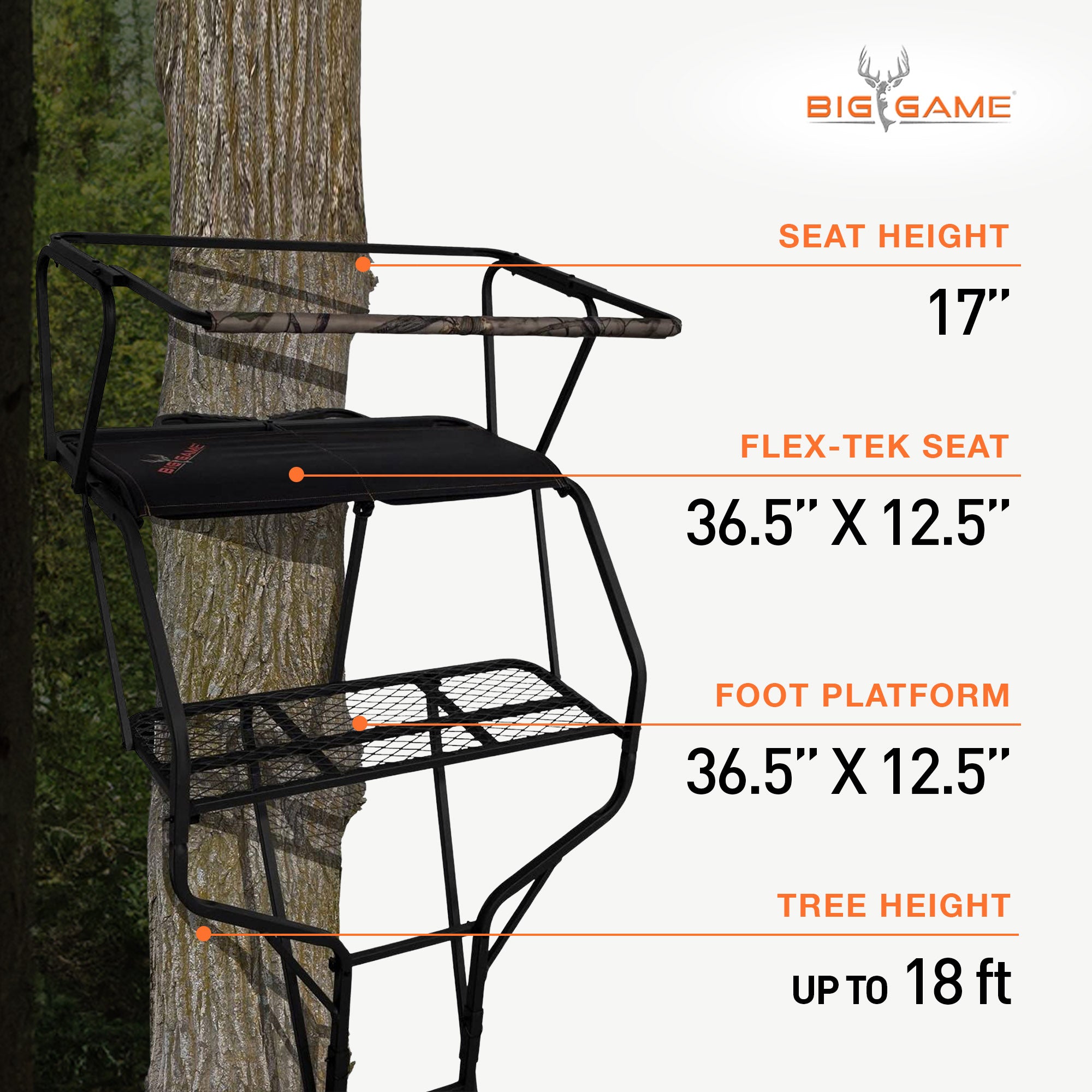 Big Game Guardian XLT 18 Foot 2 Person Deer Hunting Ladder Climbing Tree Stand - Smart-nests