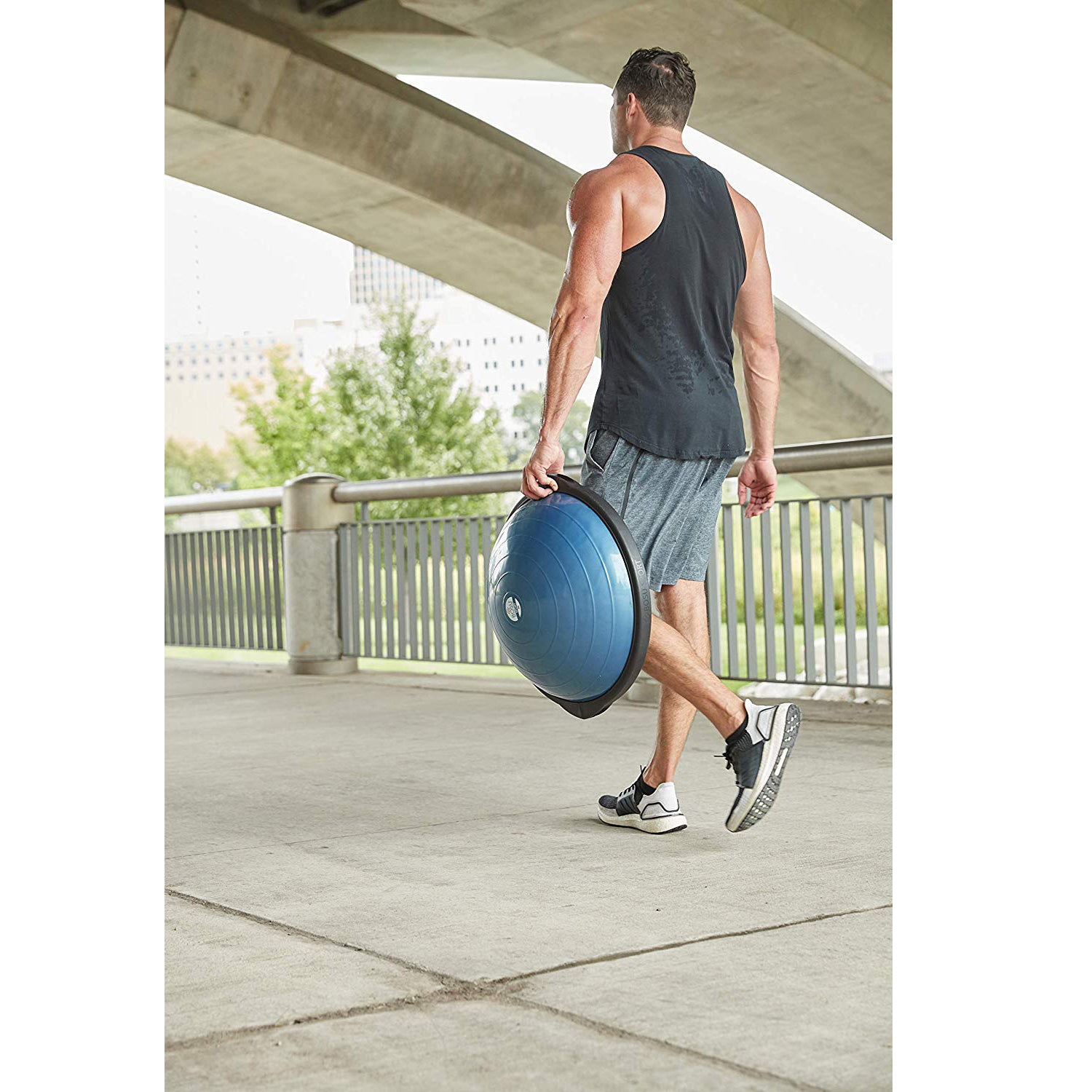 Bosu 50cm Non-Slip Travel-Size Balance Ball Trainer for Home Gym Workout, Blue - Smart-nests