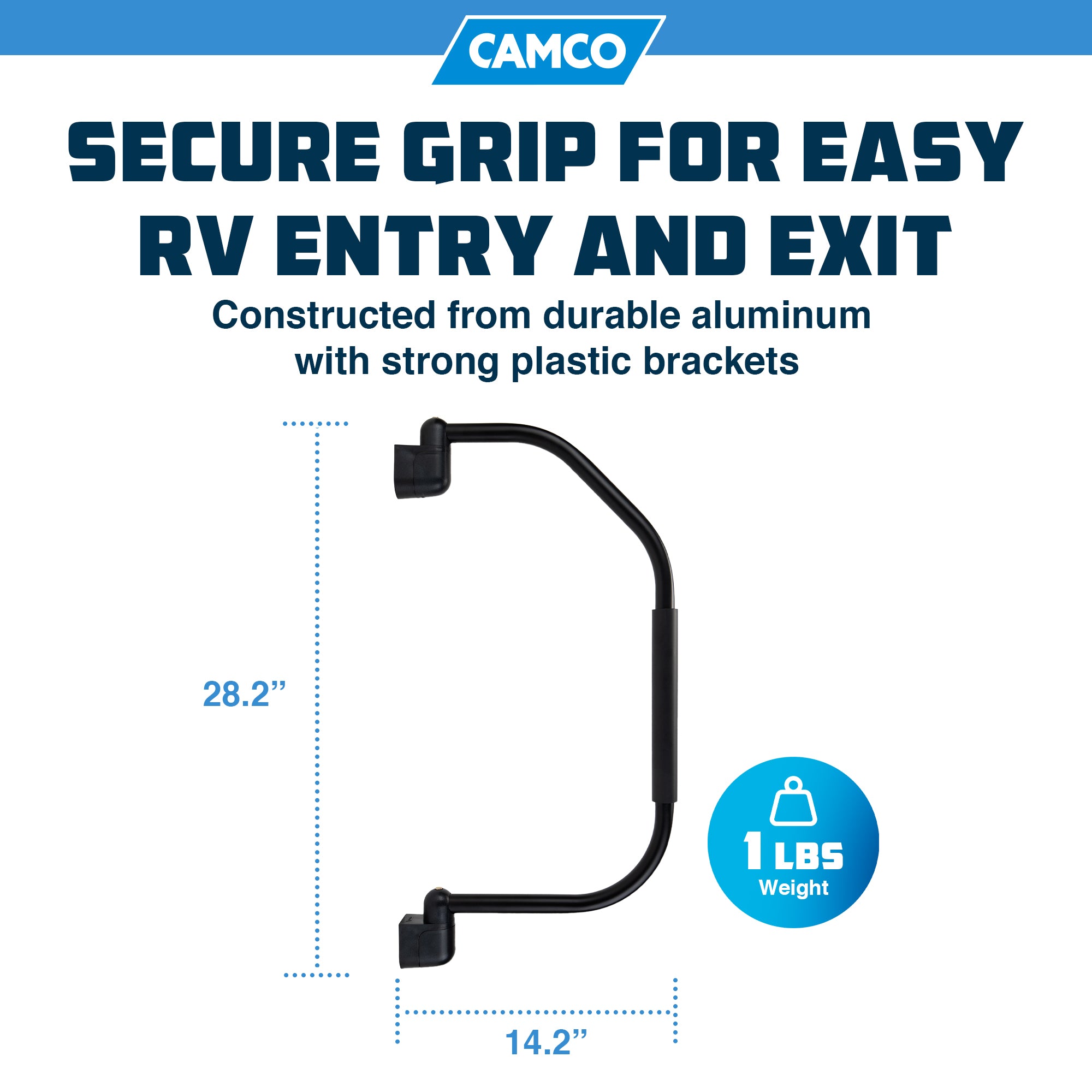 Camco Fold Away RV Grab Handle, Portable Safety Grip for RV Accessories, Black - Smart-nests