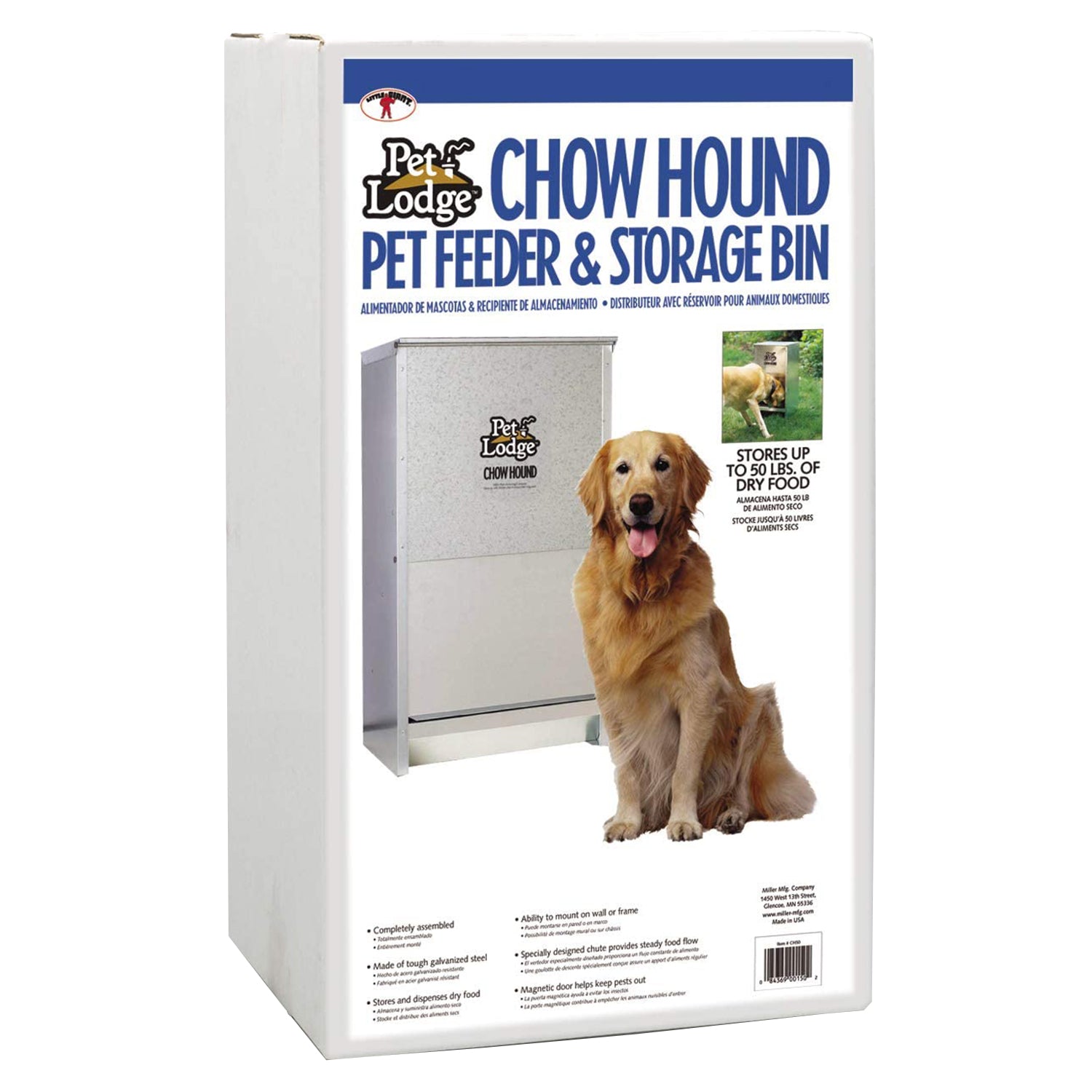 Pet Lodge Dry Food Automatic Steel Dog Feeder Chow Hound w/ 50 Pound Capacity - Smart-nests