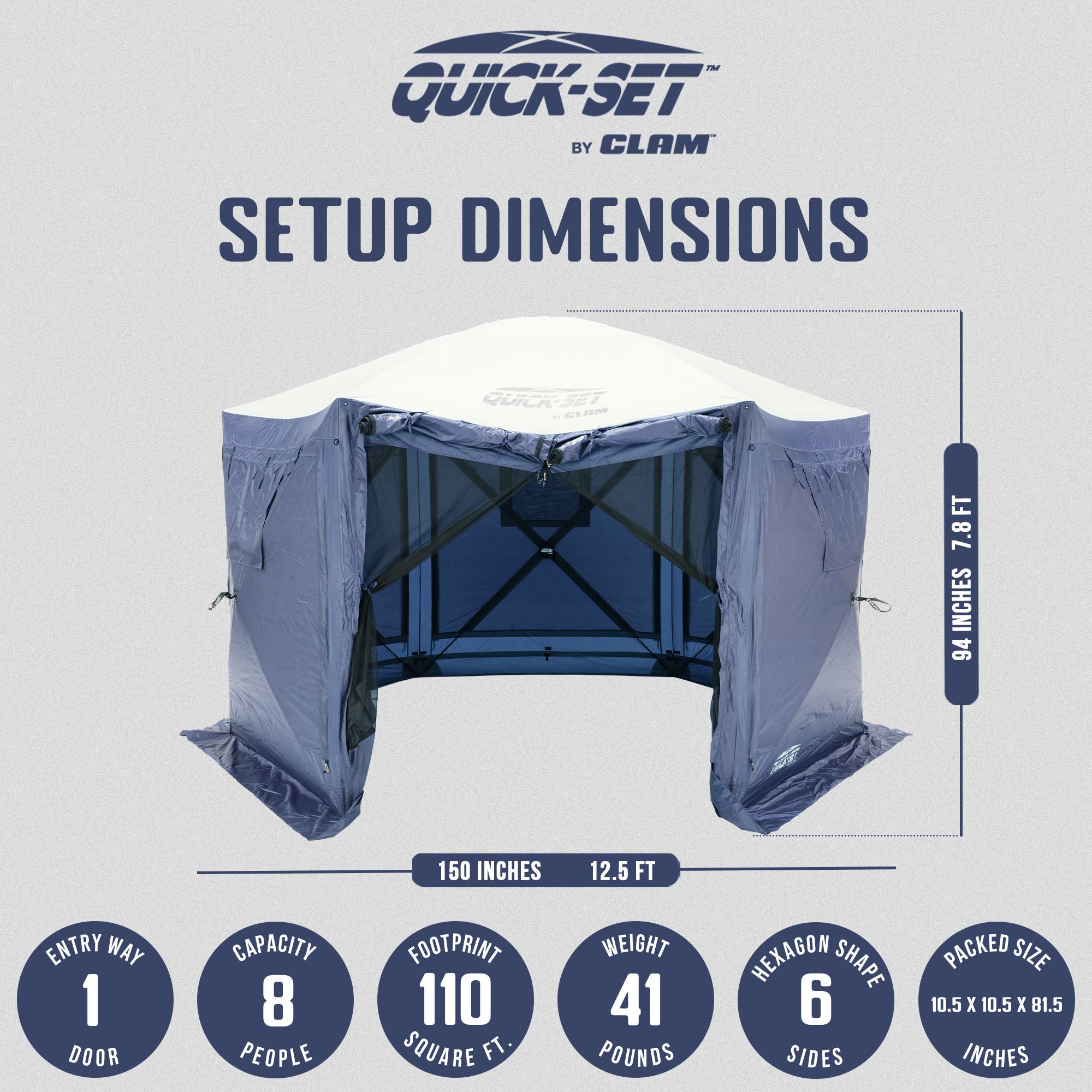 CLAM Quick-Set Pavilion 12.5 x 12.5 Ft Portable Outdoor Canopy Shelter, Blue - Smart-nests
