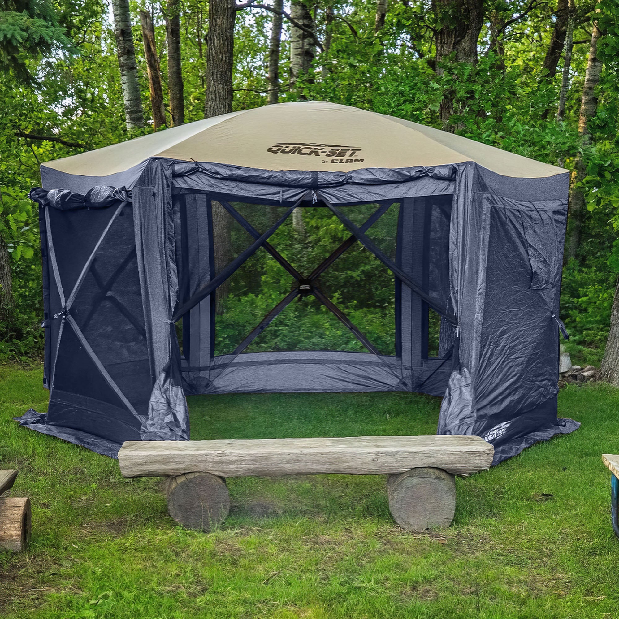 CLAM Quick-Set Pavilion 12.5 x 12.5 Ft Portable Outdoor Canopy Shelter, Blue - Smart-nests