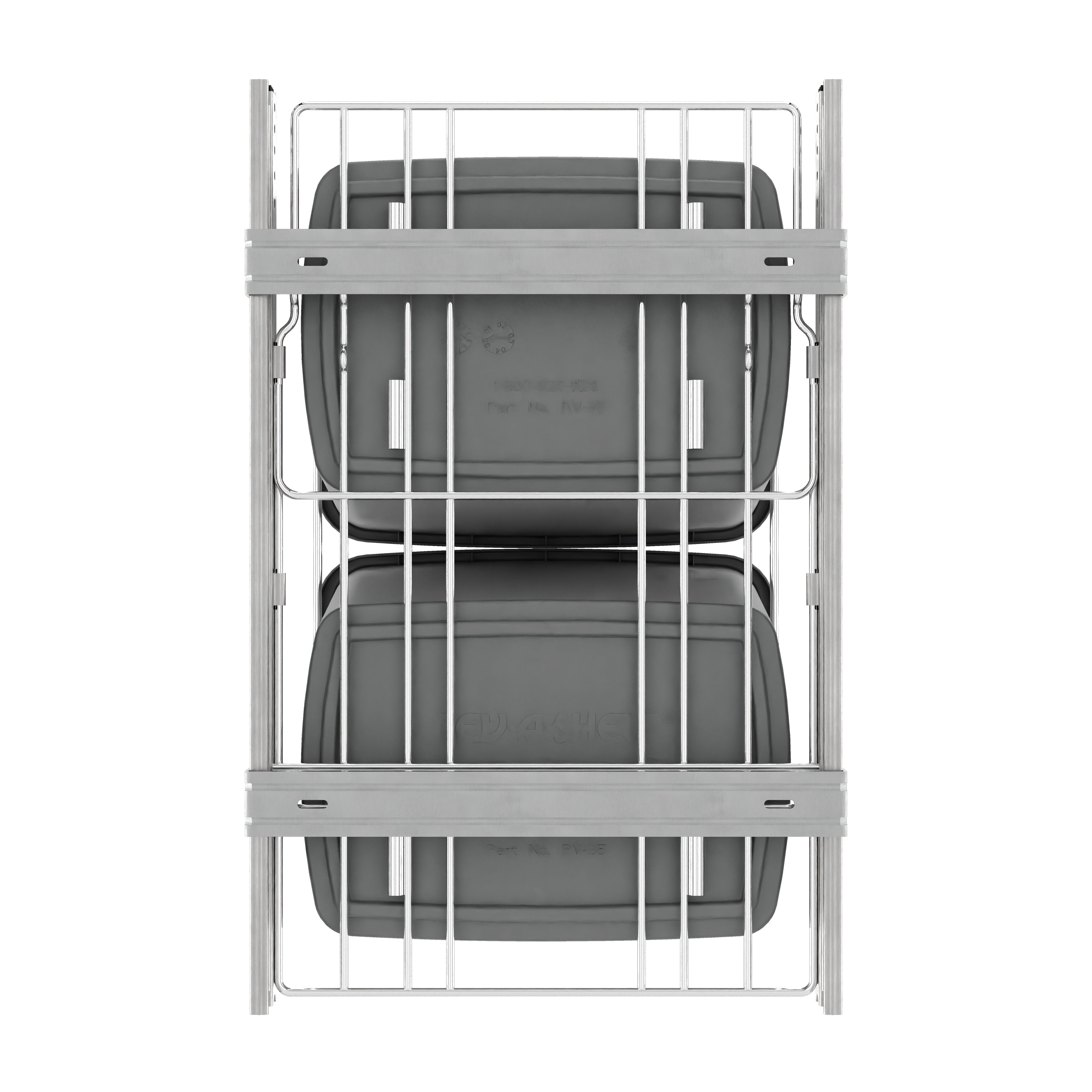 Rev-A-Shelf Double Pullout Trash Can 35 qt. for Kitchen, Silver, RV-18KD-17C S