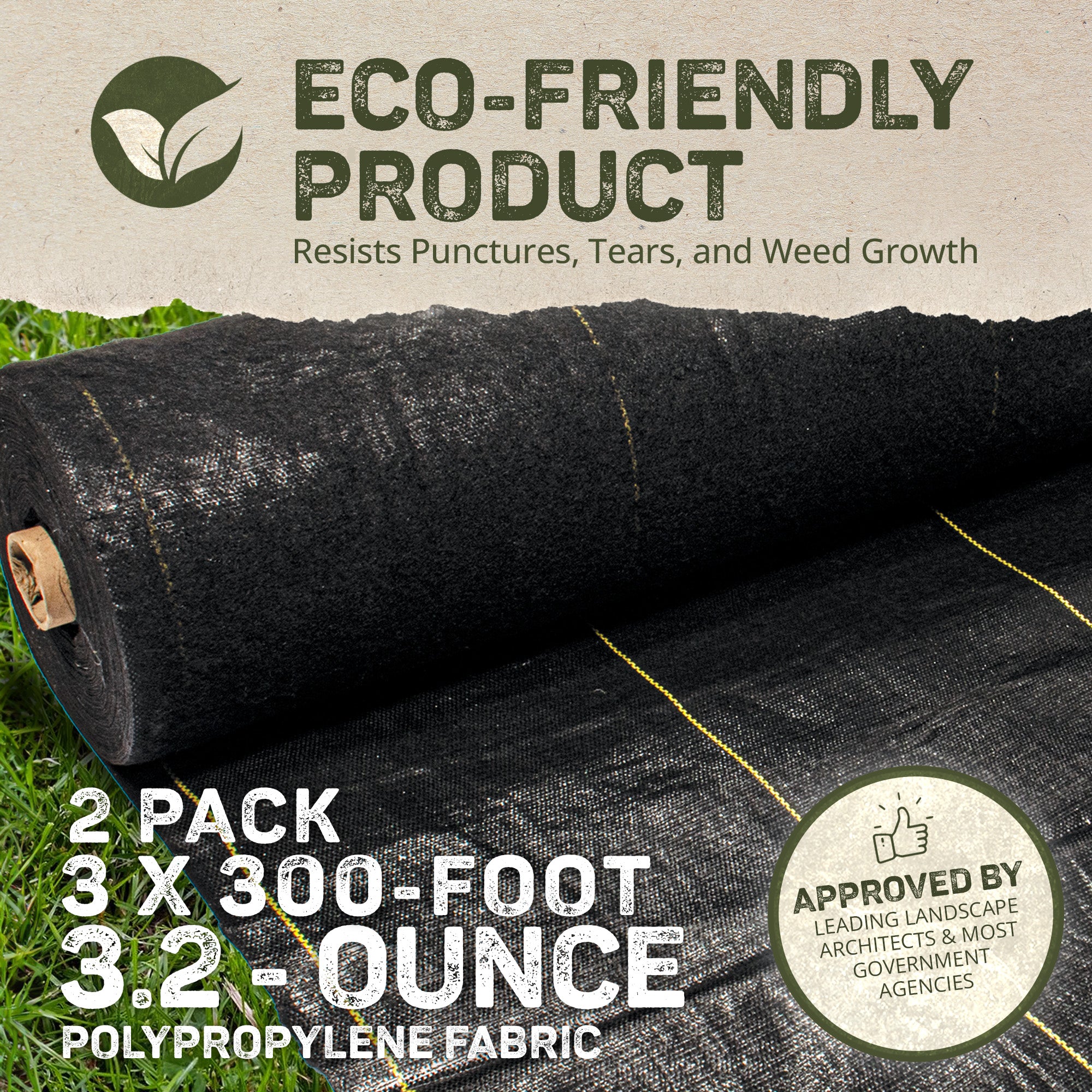 DeWitt Sunbelt 3' Wide Weed Barrier Landscape Fabric Ground Cover, 300' (2 Pack) - Smart-nests