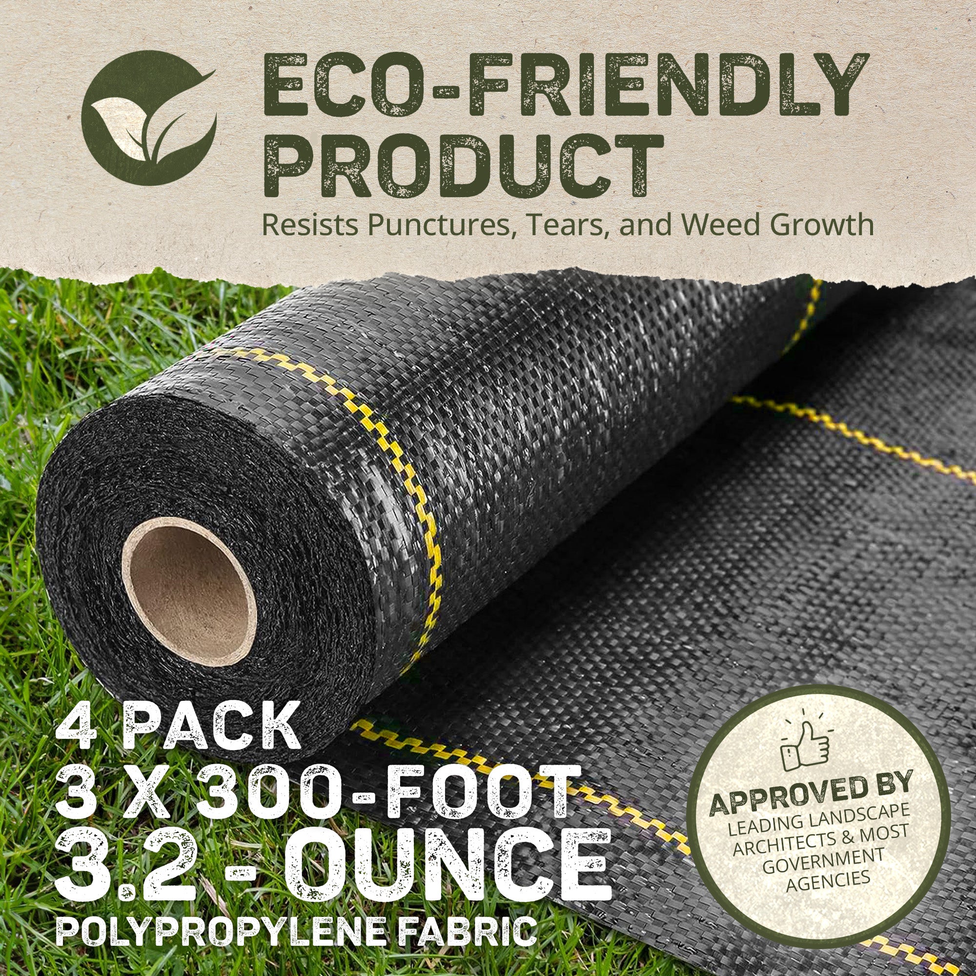 DeWitt Sunbelt 3' Wide Weed Barrier Landscape Fabric Ground Cover, 300' (4 Pack) - Smart-nests