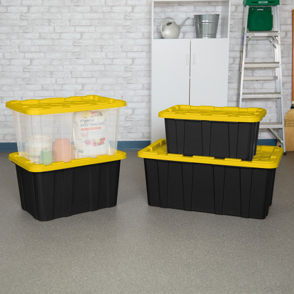 Sterilite 27 Gallon Industrial Stackable Storage Tote Lidded Containers, 6 Pack - Smart-nests
