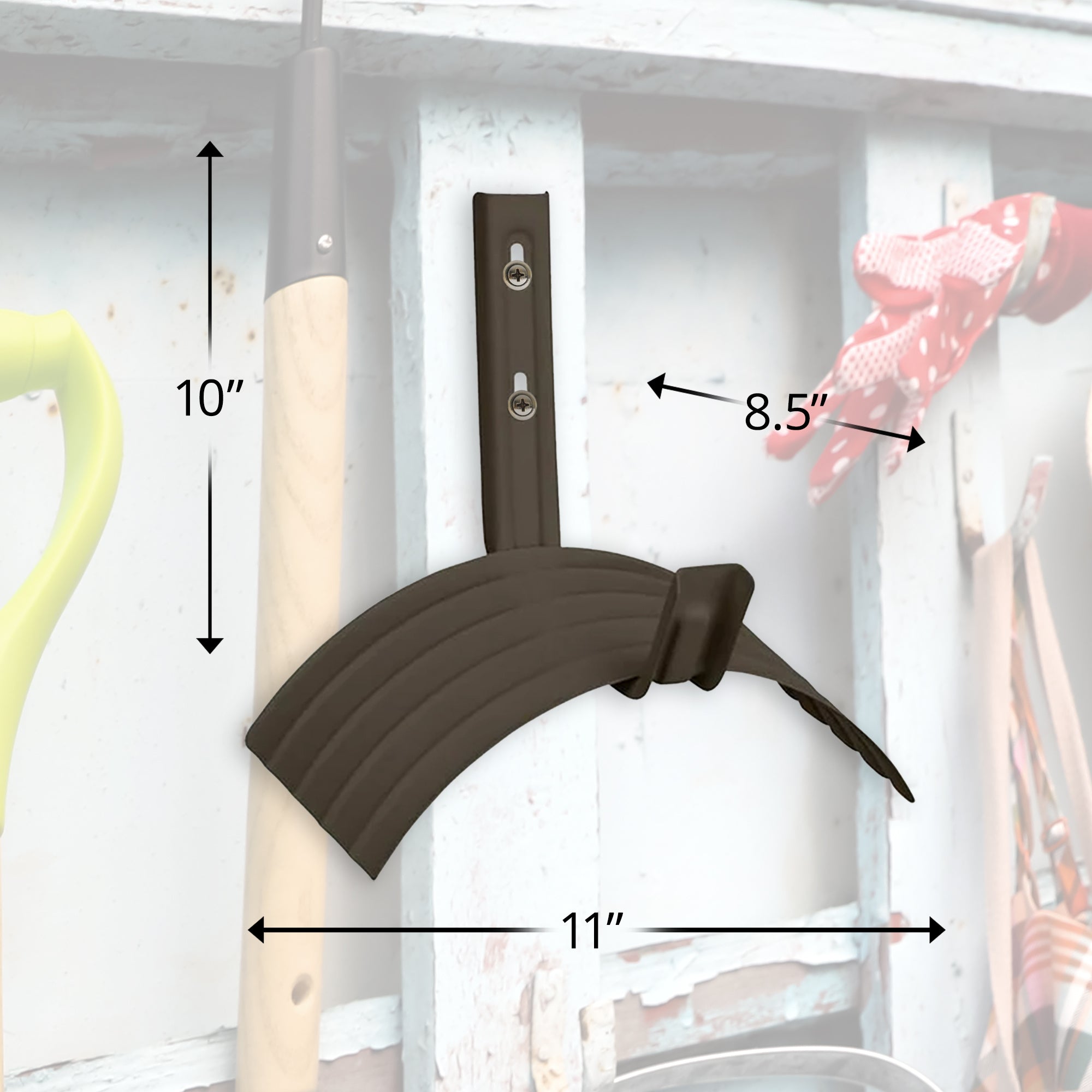 Suncast Metal Wall Mount Hose Hanger Holds up to 150 Foot Garden Hose, Brown - Smart-nests