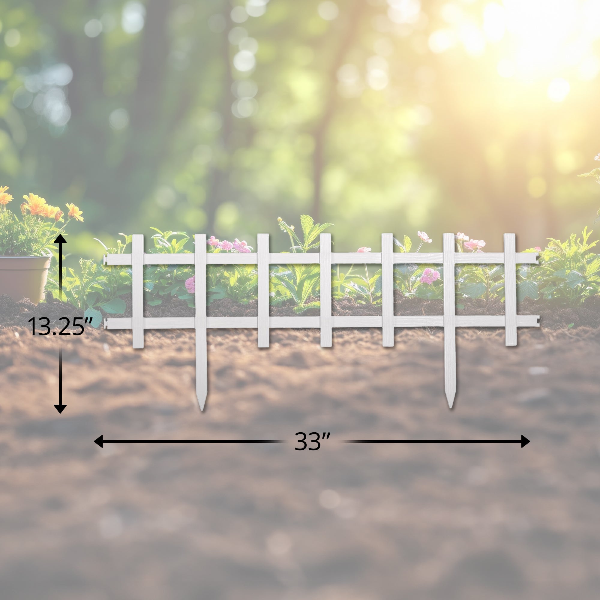 Suncast Cape Cod Styling Long Border Fence w/ Interlocking Tabs, White (4 Pack) - Smart-nests