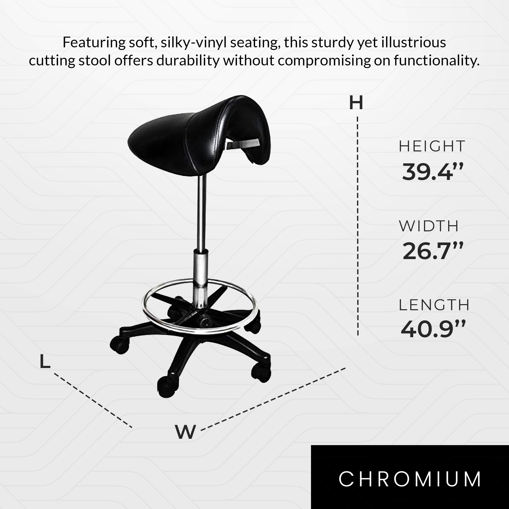 Chromium Professional Rotating Saddle Cutting Stool with  Foam Cushions, Black - Smart-nests