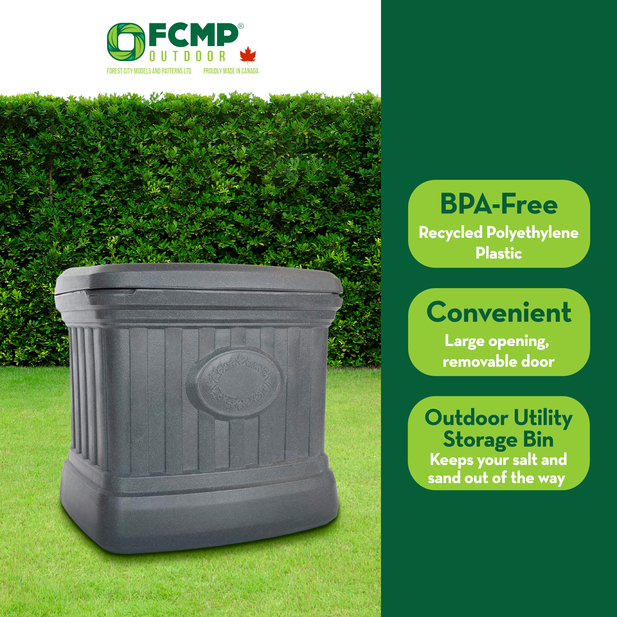 FCMP Outdoor SB120-GRY-S 26 Gallon Outdoor Utility Storage Bin Container, Gray - Smart-nests