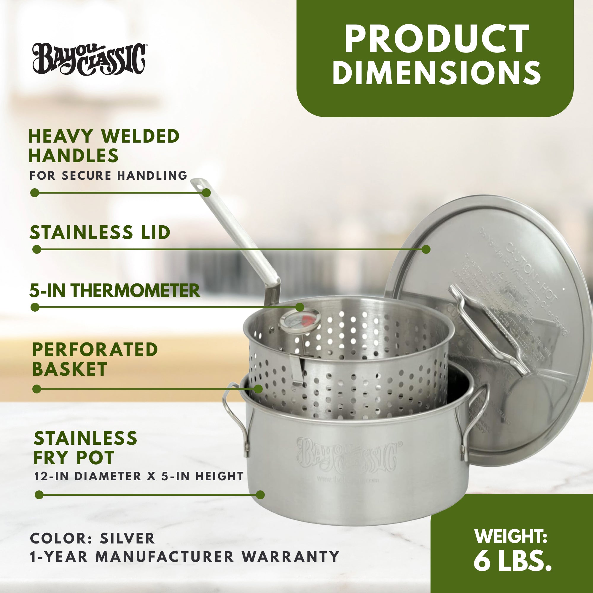 10 Quart Stainless Steel Fry Pot w/Perforated Basket & Thermometer (Used) - Smart-nests