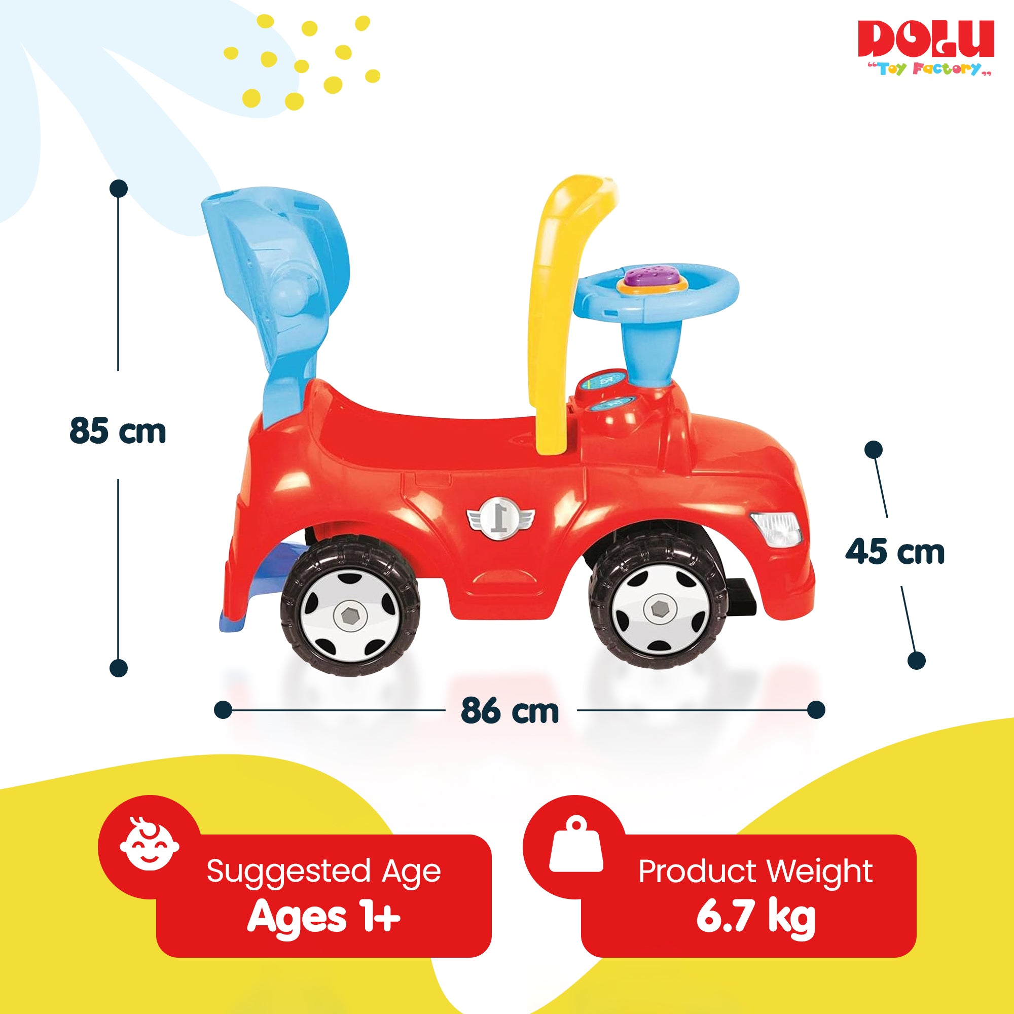 DOLU 4-in-1 Step Car with Parental Handle, for Toddlers 12 Months Old and Up - Smart-nests
