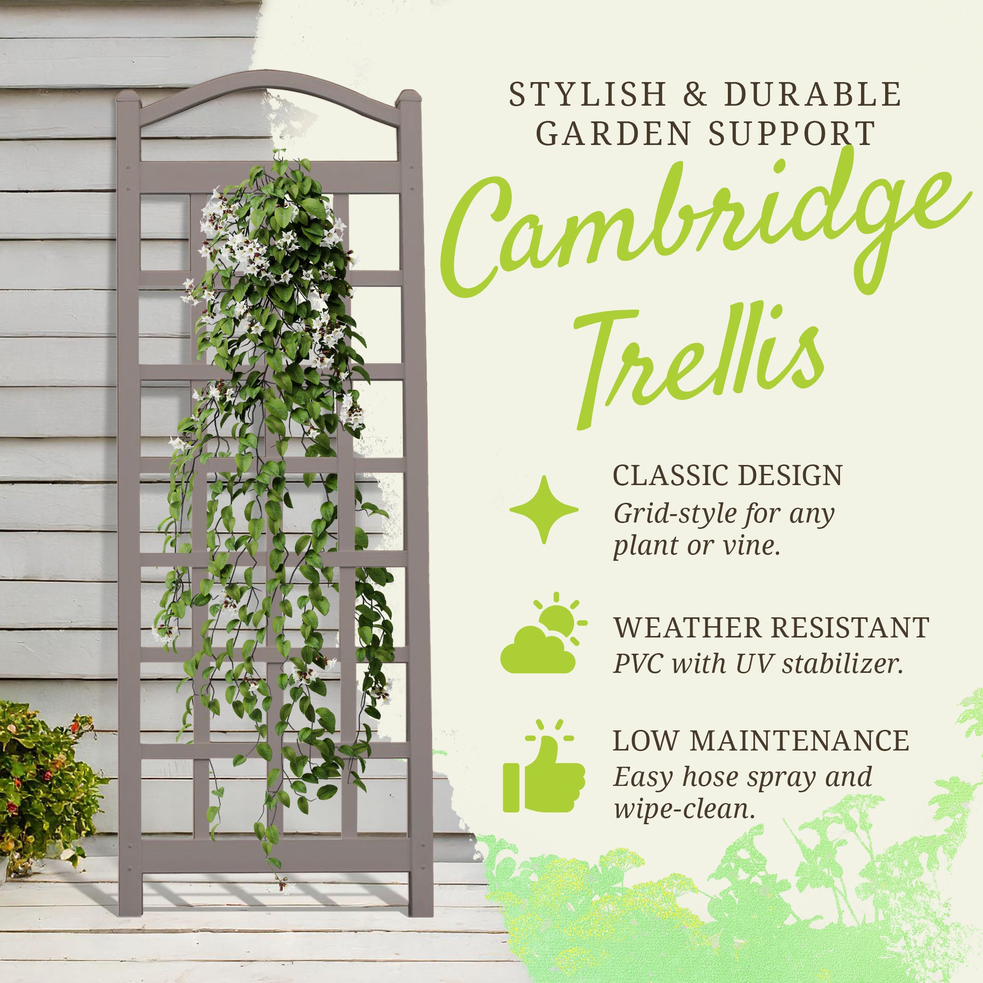 Dura-Trel Cambridge 28 x 75 Inch PVC Vinyl Outdoor Garden Patio Trellis, Mocha - Smart-nests
