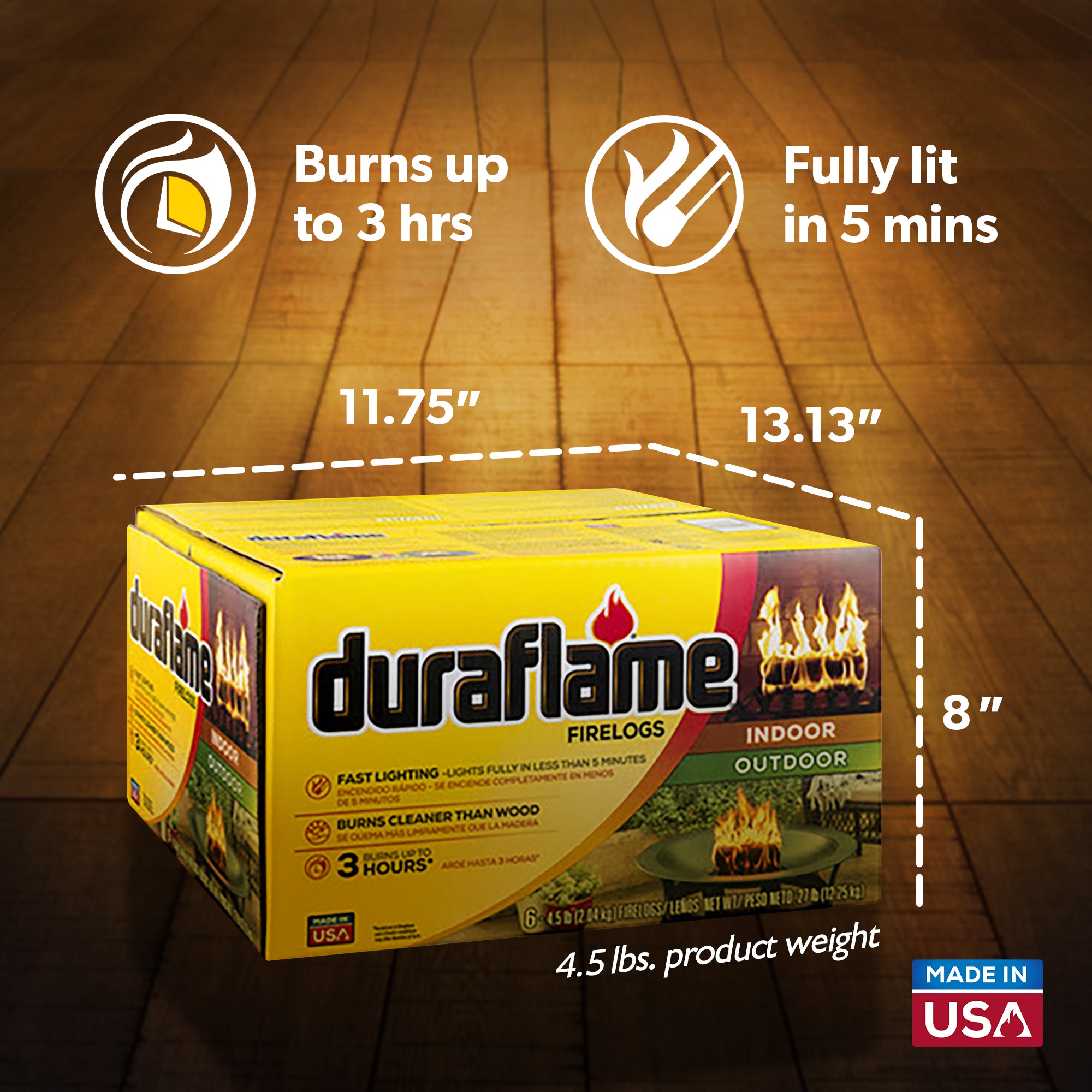 Duraflame 4.5lb Indoor Outdoor Fireplace Fire Pit Firelog, 3 Hr Burn Time, 6 Pk - Smart-nests