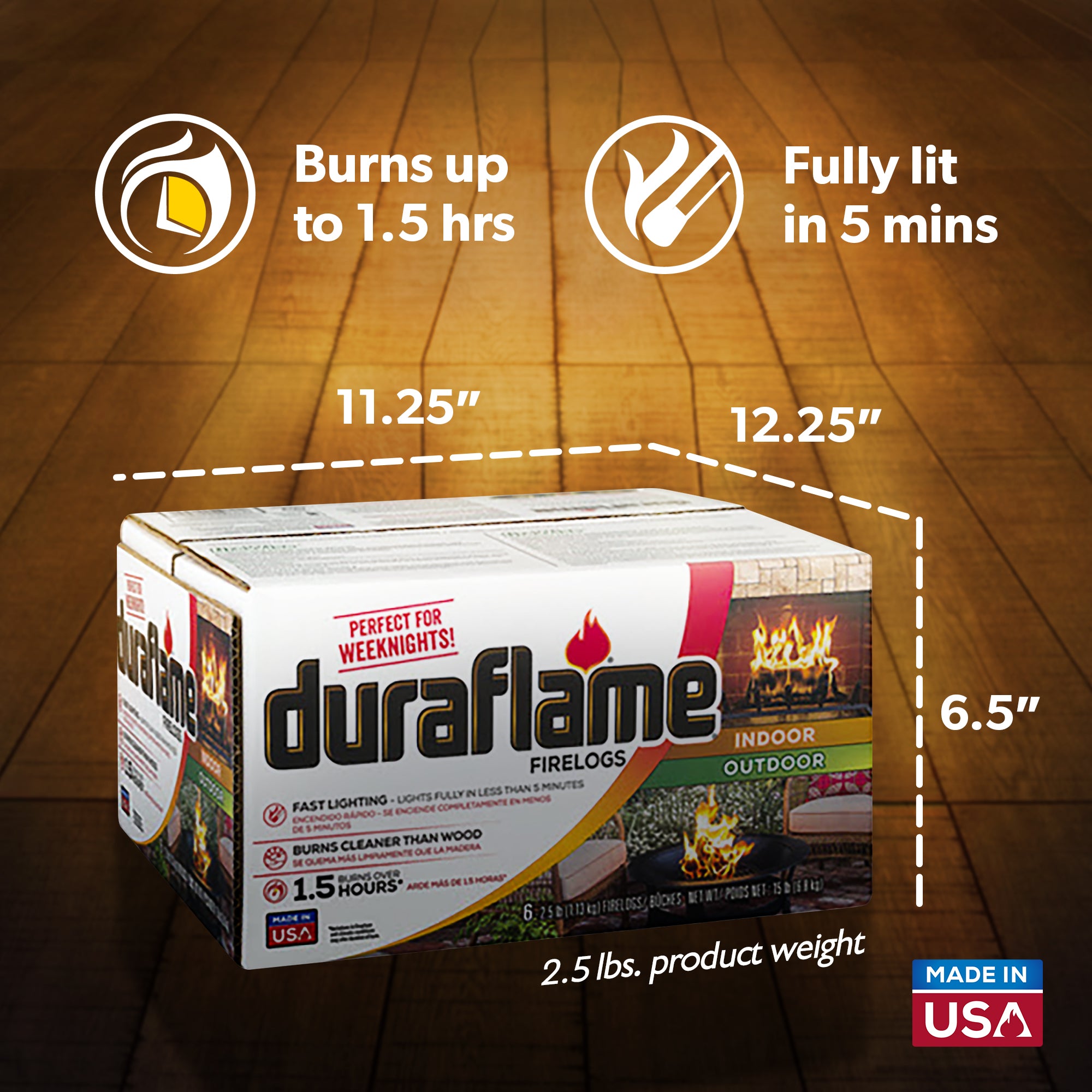 Duraflame 2.5 lbs Indoor Outdoor Fireplace Pit Firelog 3 Hr Burn Time (12 Pack) - Smart-nests