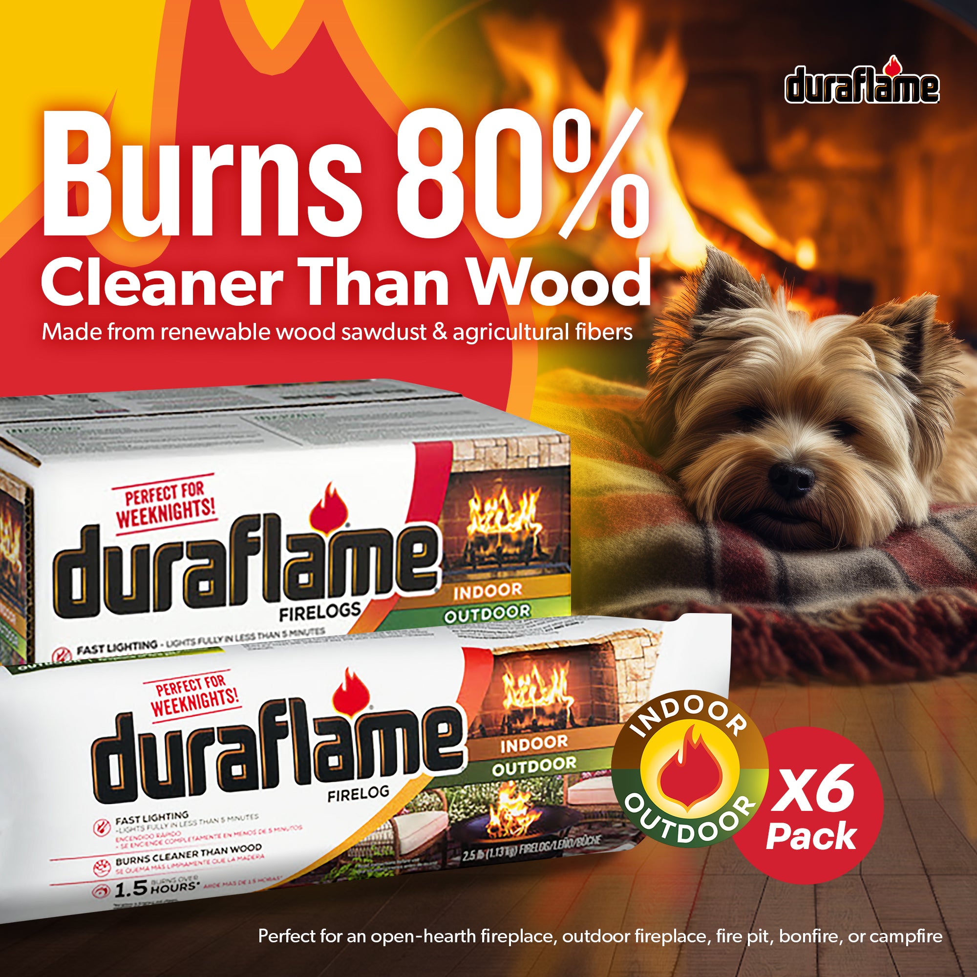 Duraflame 2.5 lbs Indoor Outdoor Fireplace Pit Firelog 3 Hr Burn Time (12 Pack) - Smart-nests
