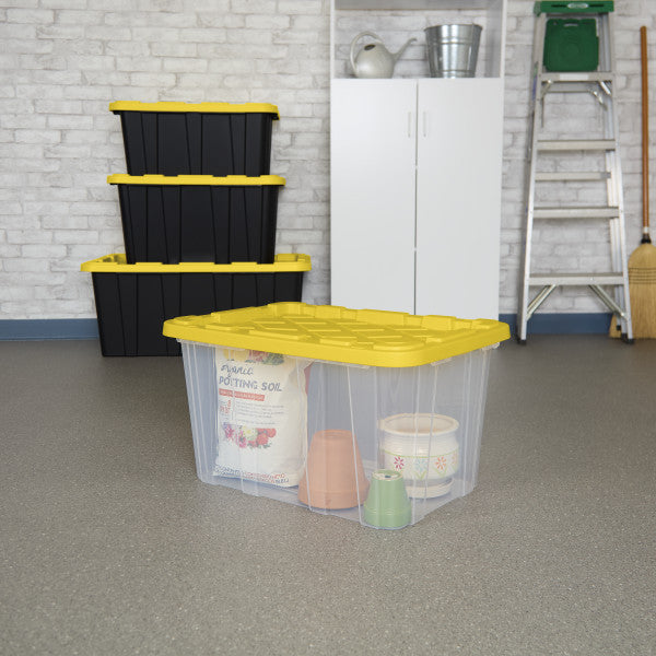 Sterilite 27 Gallon Industrial Stackable Storage Tote Lidded Containers, 6 Pack - Smart-nests