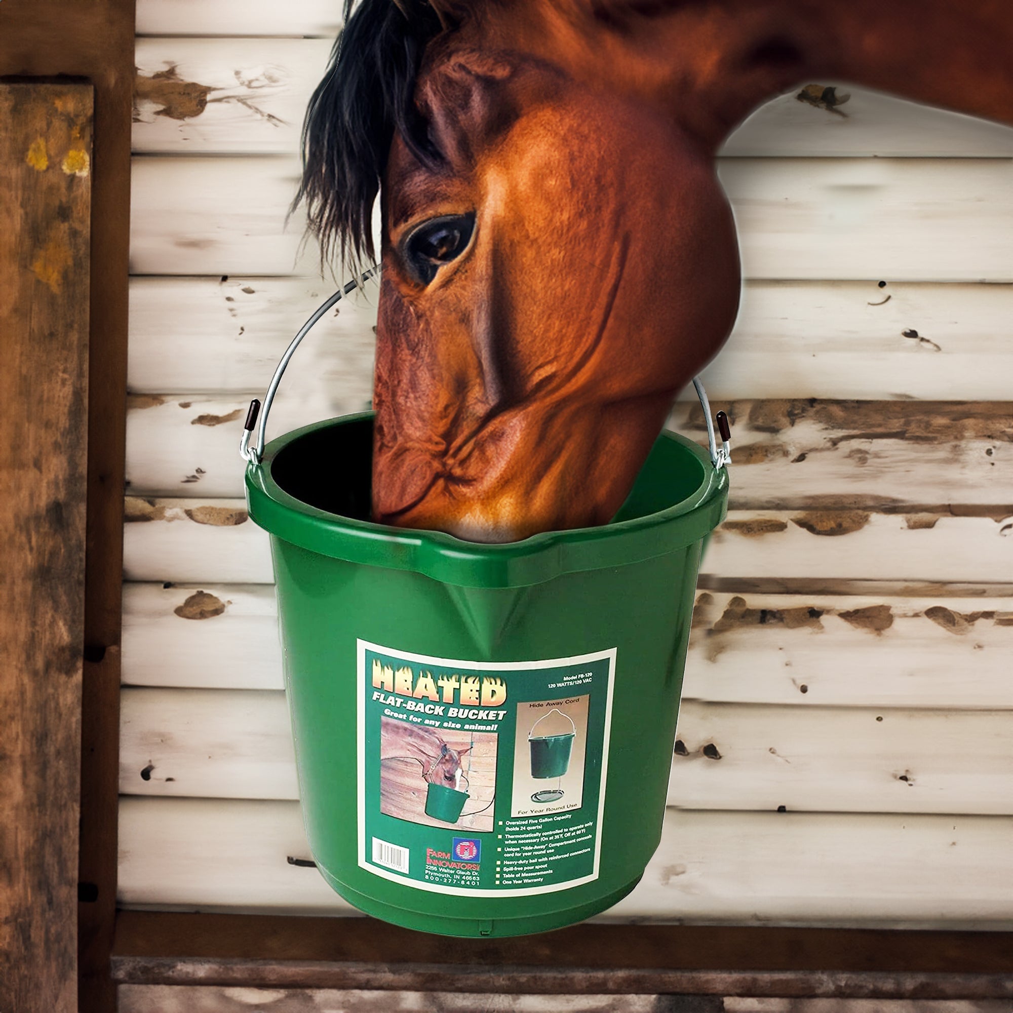 Farm Innovators Oversized 5 Gallon Plastic Flat Back Heated Bucket, 120 Watt - Smart-nests