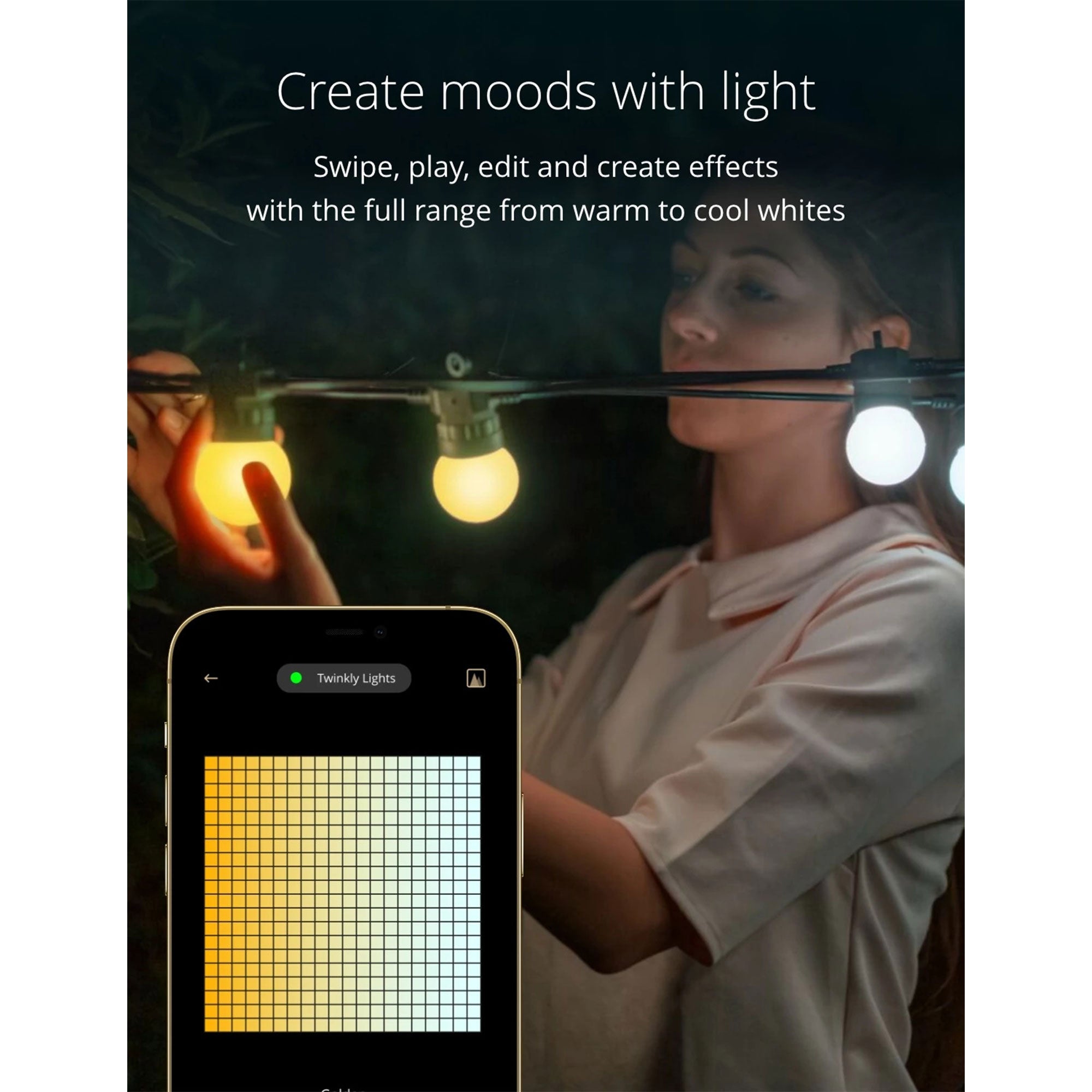 Twinkly Festoon App-Controlled Smart LED Light String 20 AWW (Warm/Cool White) - Smart-nests
