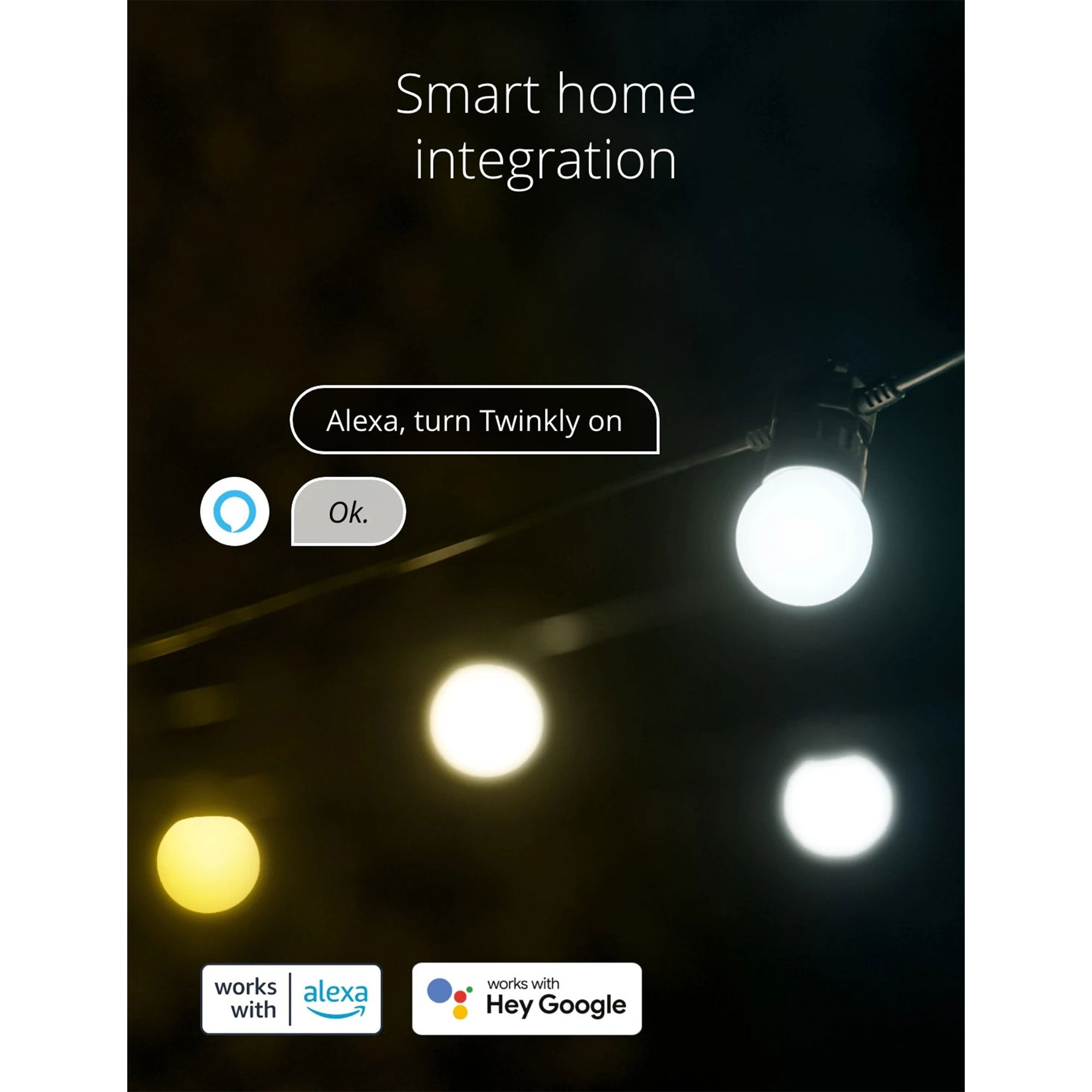 Twinkly Festoon App-Controlled Smart LED Light String 20 AWW (Warm/Cool White) - Smart-nests