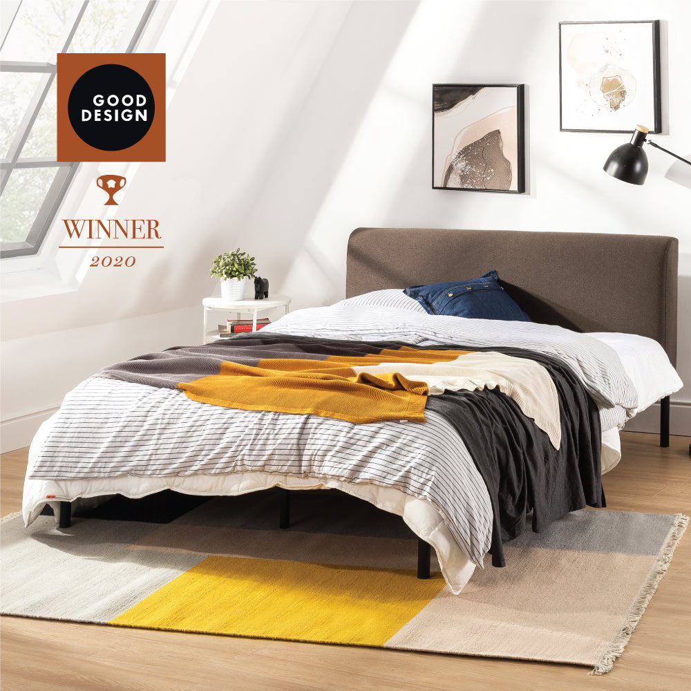 Mellow BREE Metal Platform Bed Frame with Curved Upholstered Backboard, King - Smart-nests
