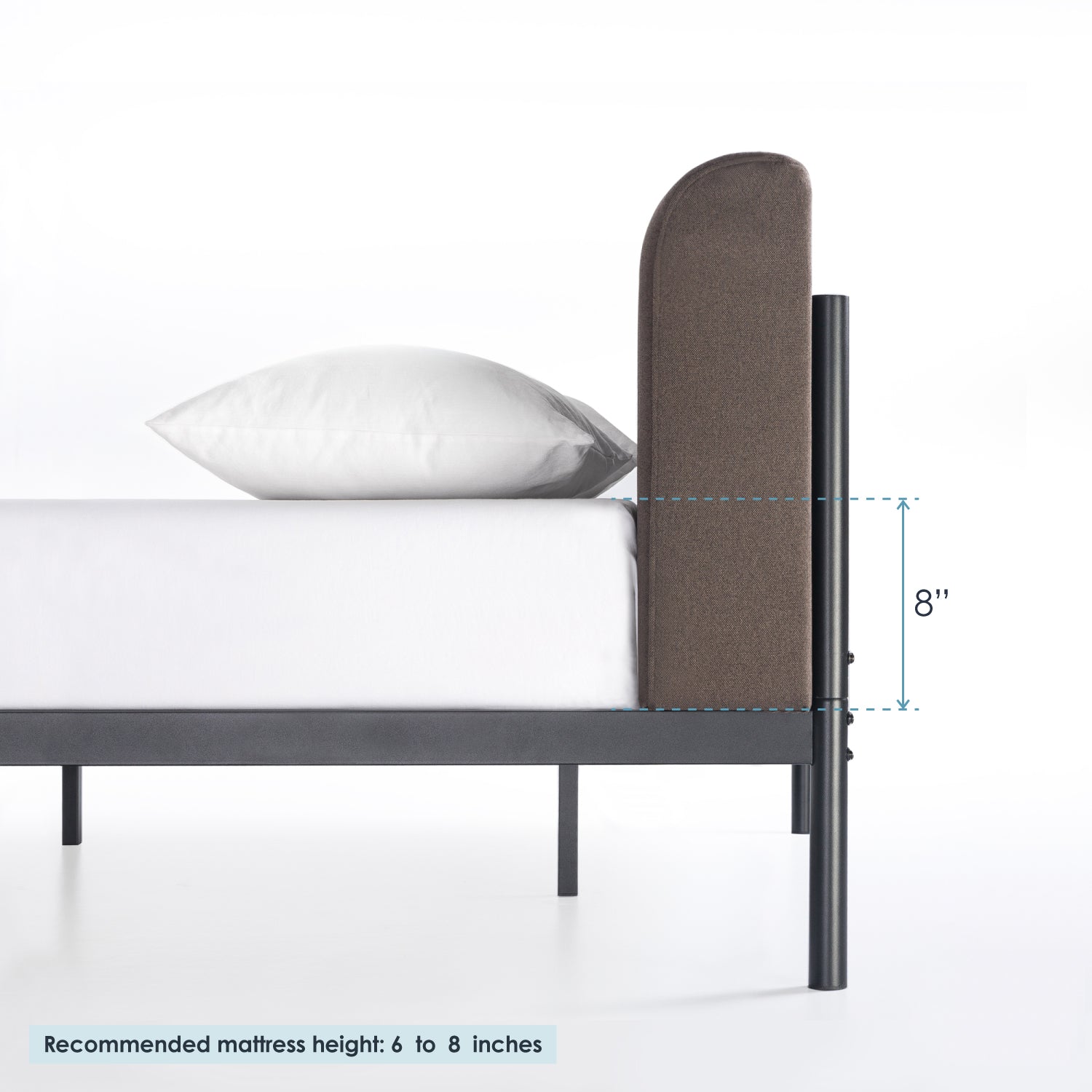 Mellow BREE Metal Platform Bed Frame with Curved Upholstered Backboard, King - Smart-nests