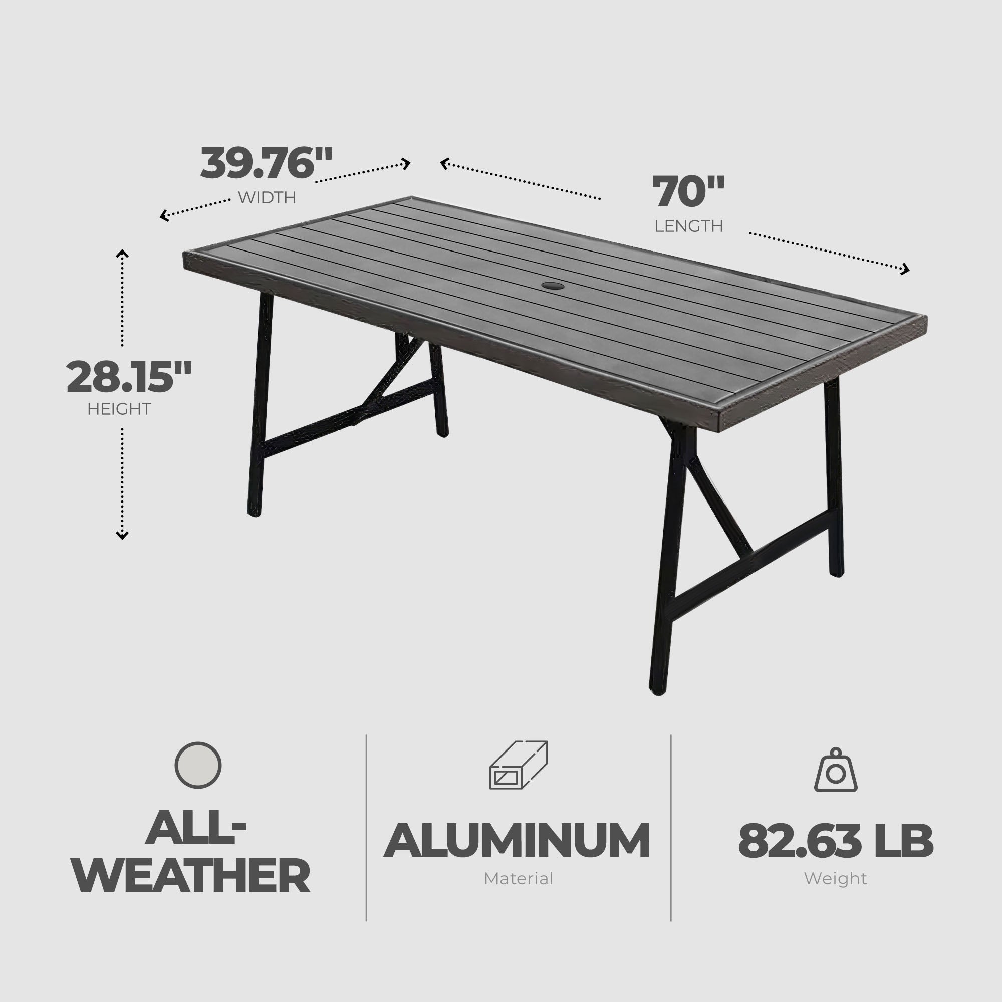 Four Seasons Courtyard 2 Tone Aluminum Eastport Slat Top Patio Dining Table - Smart-nests