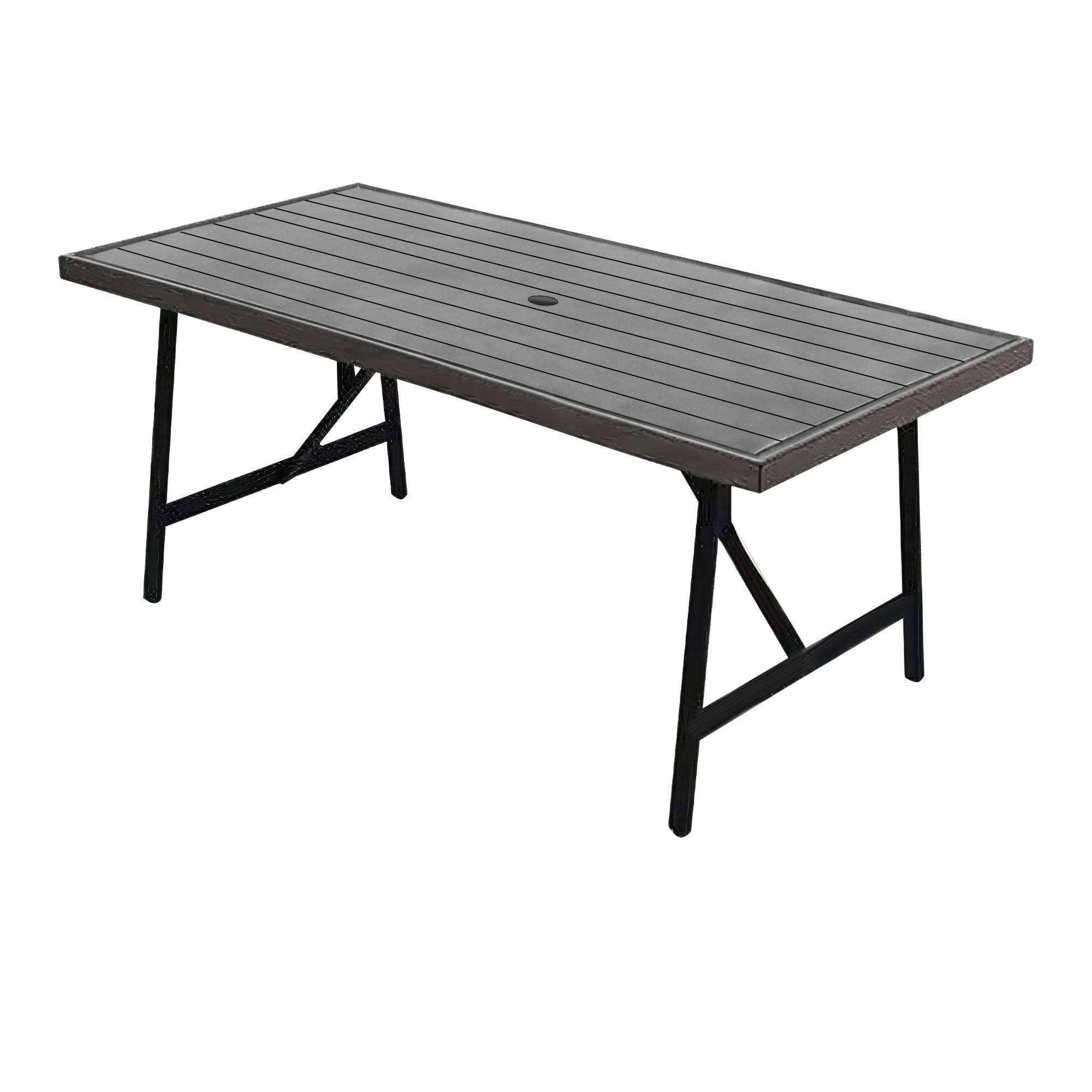 Four Seasons Courtyard 2 Tone Aluminum Eastport Slat Top Patio Dining Table - Smart-nests
