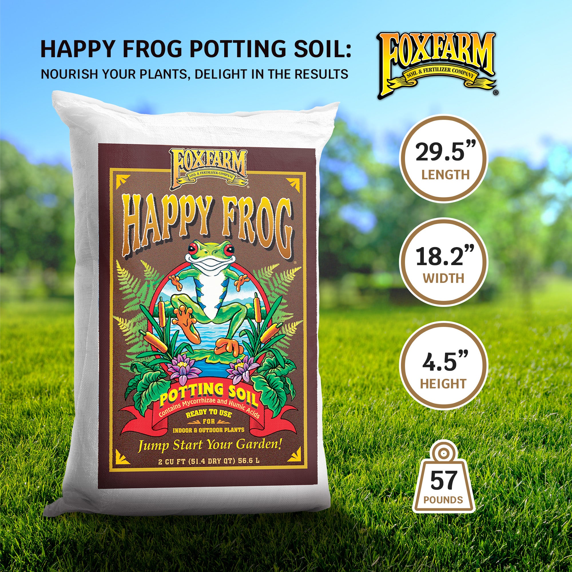 Foxfarm FX14047 Happy Frog Ph Adjusted Garden Potting Soil Mix, 2 Cubic Feet - Smart-nests