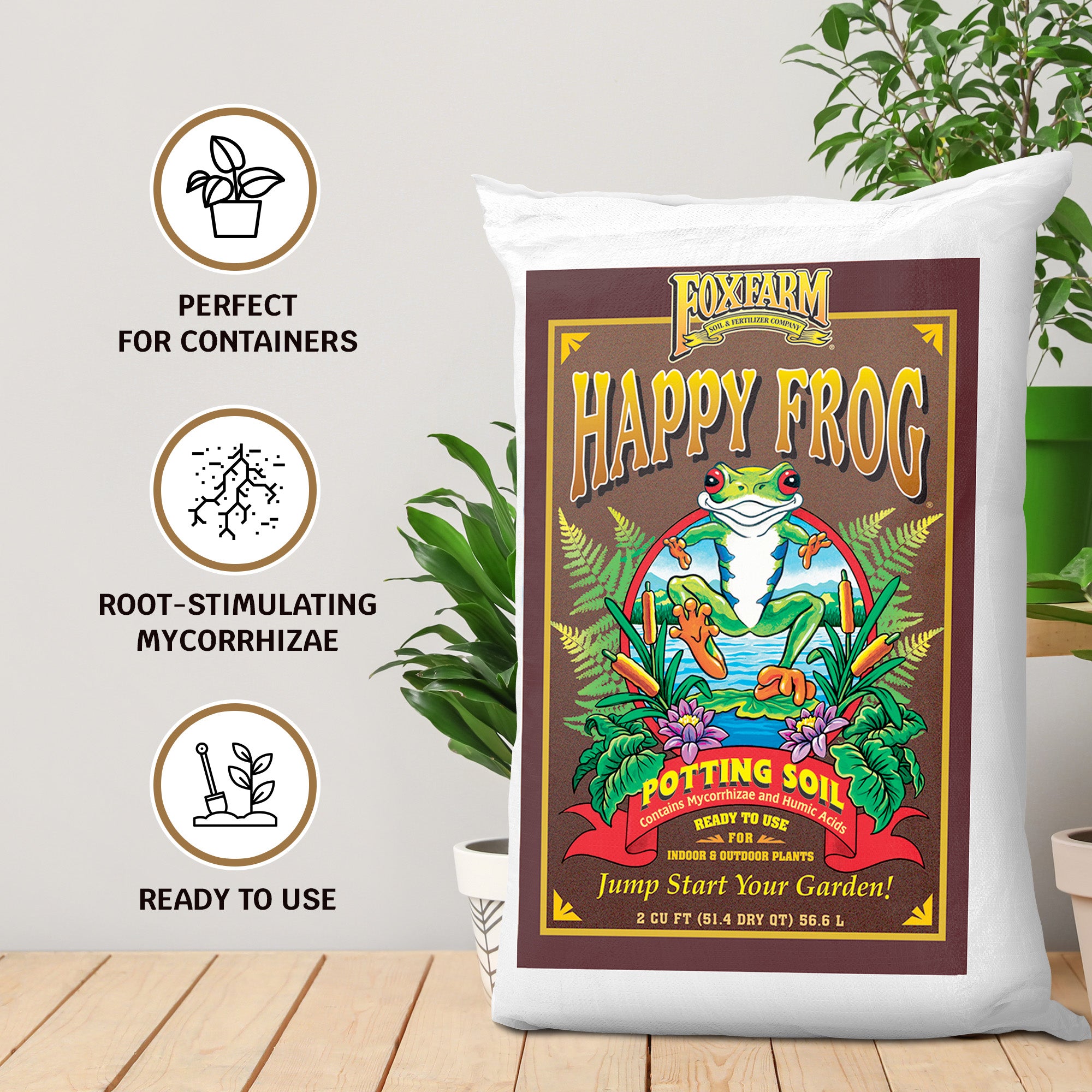 Foxfarm FX14047 Happy Frog Ph Adjusted Garden Potting Soil Mix, 2 Cubic Feet - Smart-nests