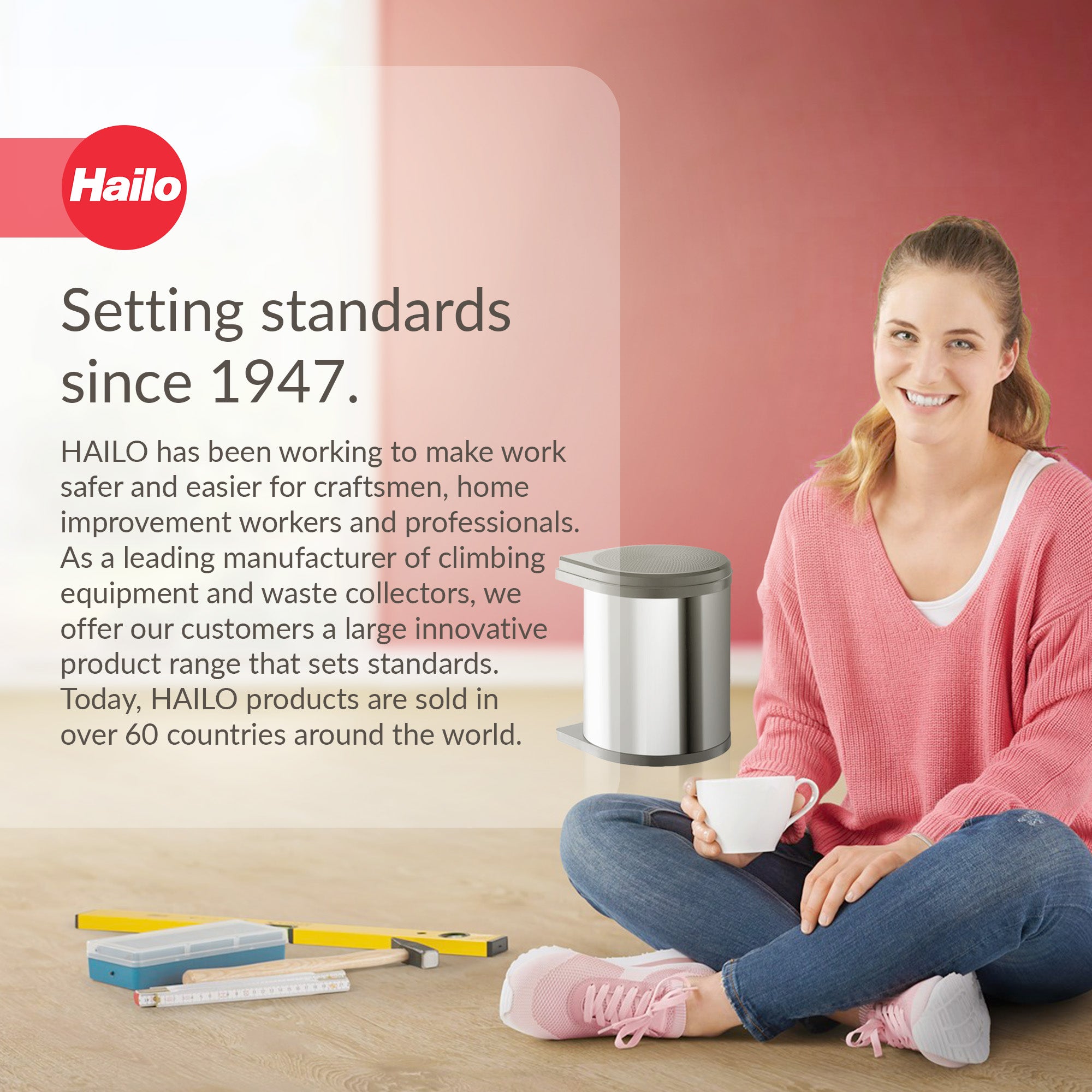 Hailo Compact-Box M Trash Can, 4 Gallon, Lid-Lift, Small Kitchen Bin, Steel - Smart-nests
