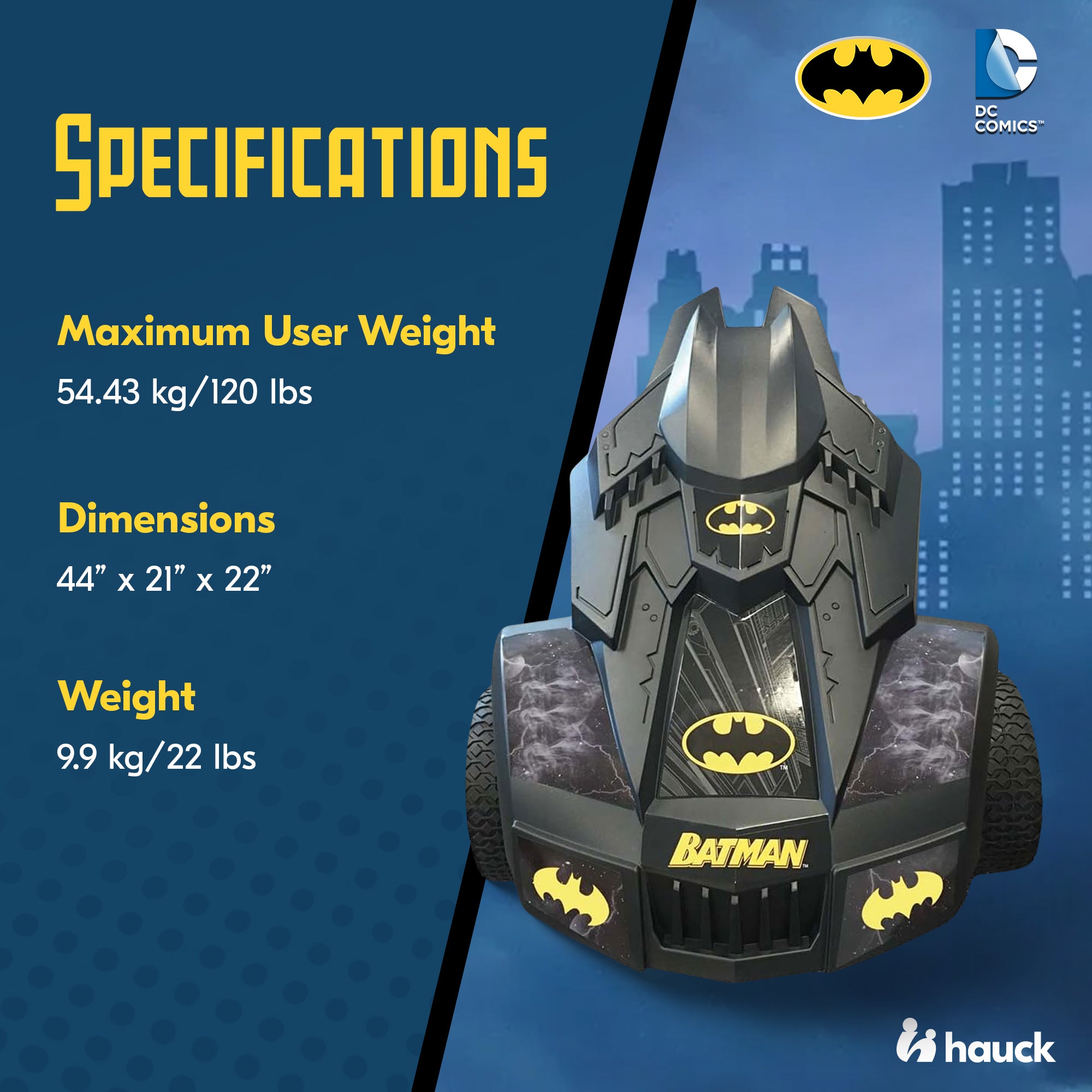 Hauck Bat Mobile Pedal Go Kart Superhero Ride On Batman Vehicle for Kids, Black - Smart-nests