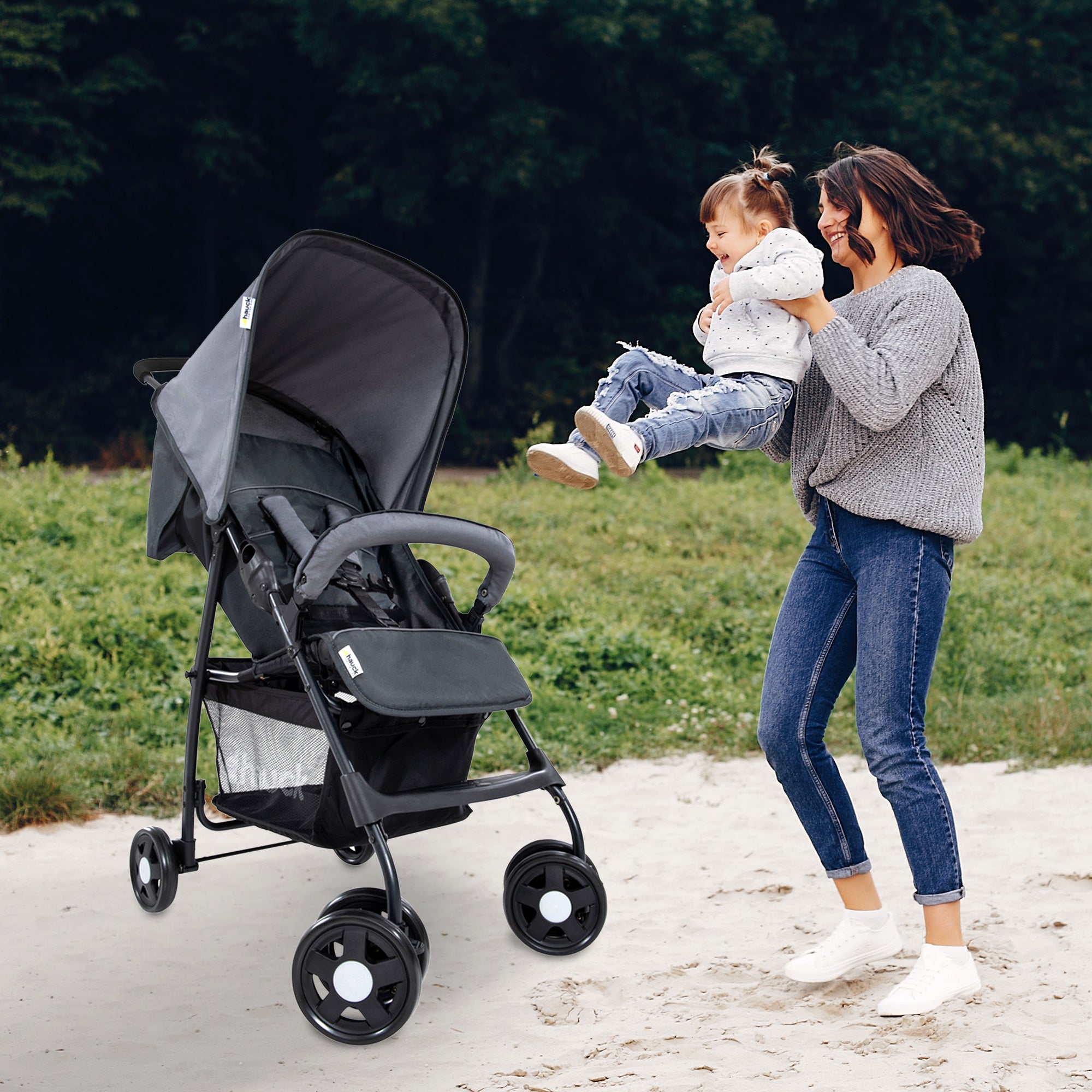 hauck Sport T13 Lightweight Compact Foldable Stroller Pushchair, Charcoal Stone - Smart-nests