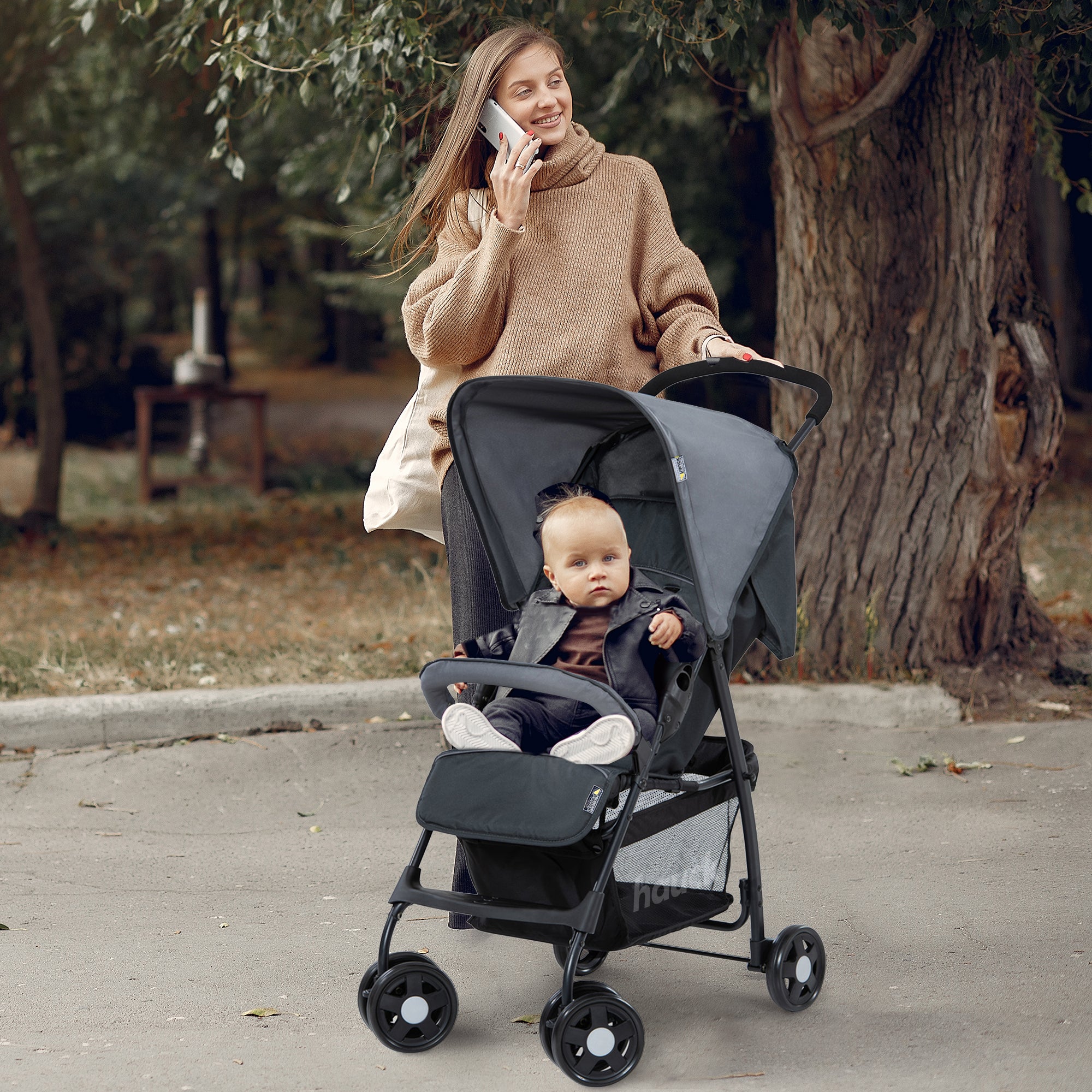 hauck Sport T13 Lightweight Compact Foldable Stroller Pushchair, Charcoal Stone - Smart-nests
