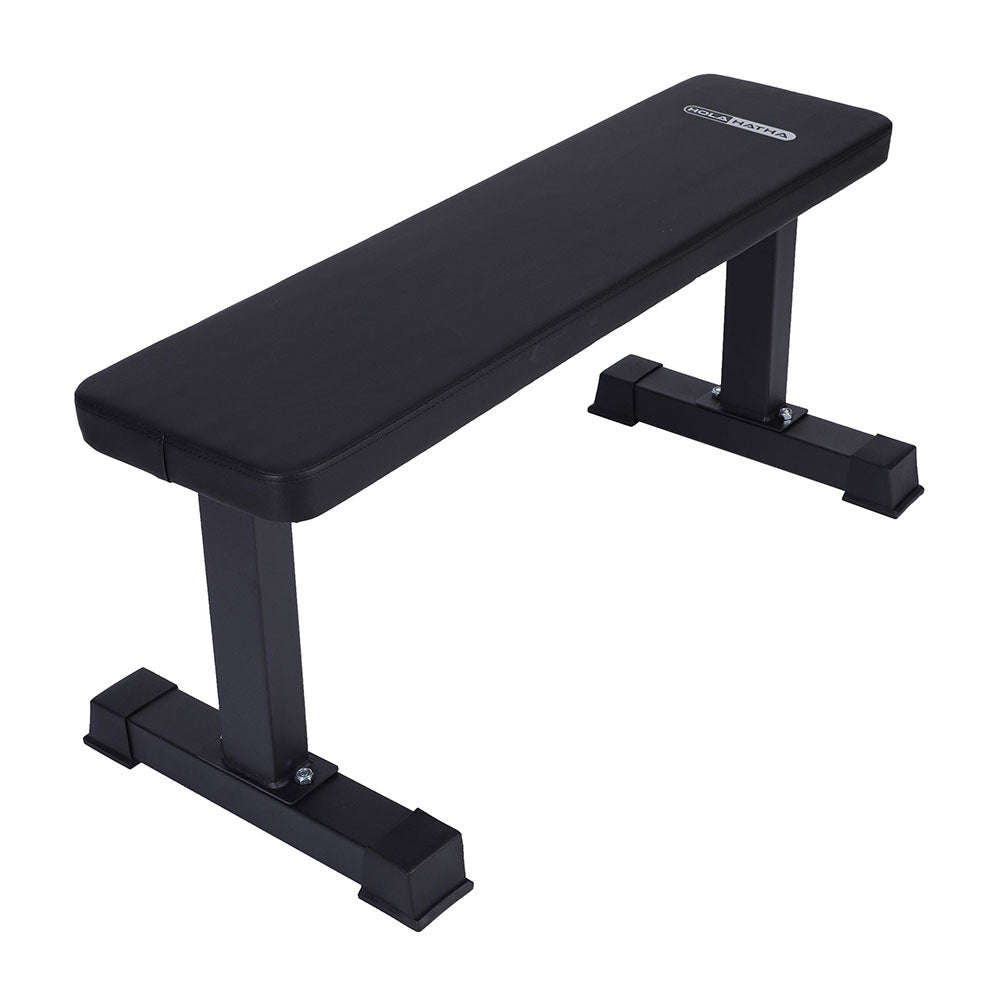 HolaHatha Steel Frame Foam Padded Flat Freeweight Bench for Weight Training - Smart-nests