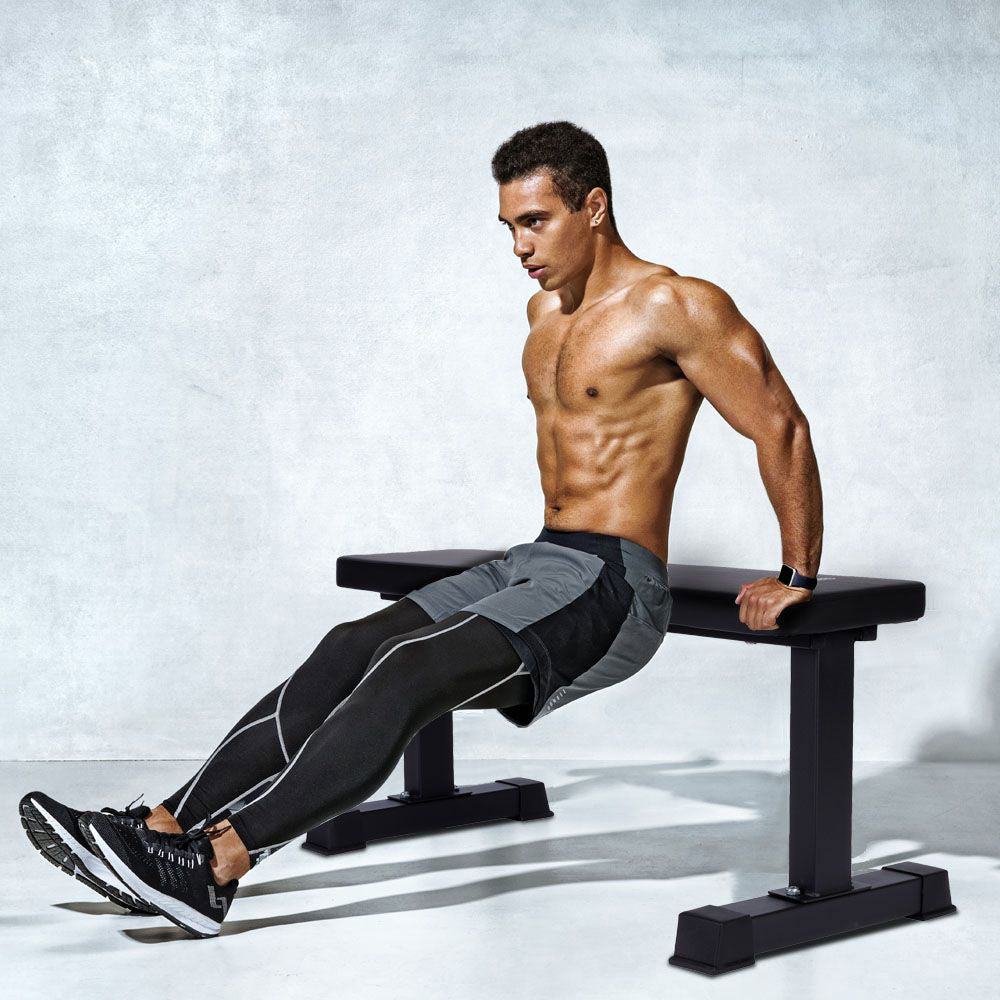 HolaHatha Steel Frame Foam Padded Flat Freeweight Bench for Weight Training - Smart-nests
