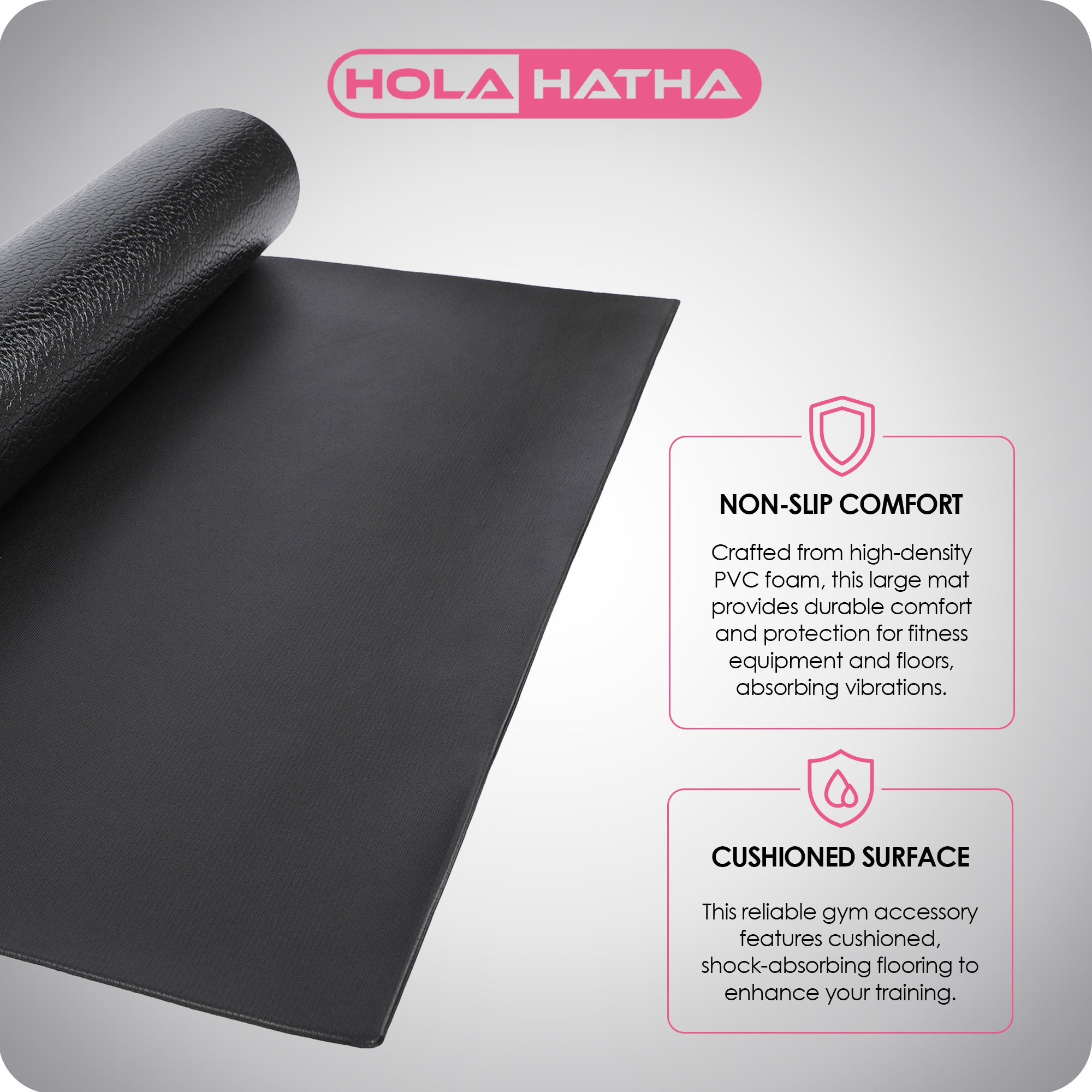 HolaHatha Lightweight Padded Foam Fitness Mat for Workout Activity, Medium, Grey - Smart-nests