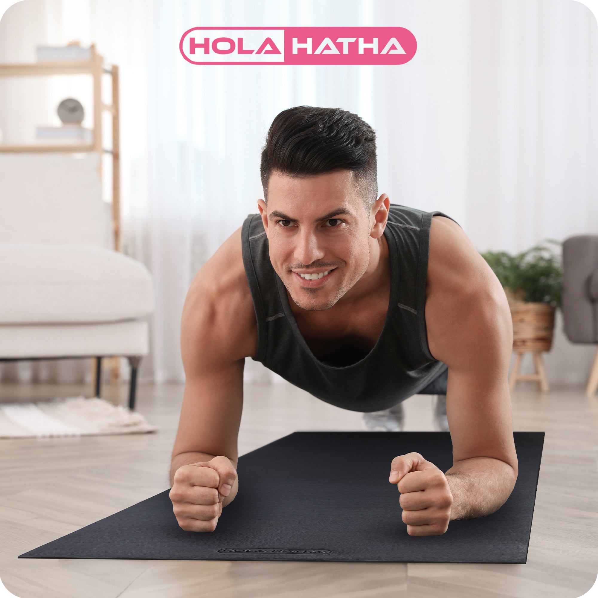 HolaHatha Lightweight Padded Foam Fitness Mat for Workout Activity, Medium, Grey - Smart-nests